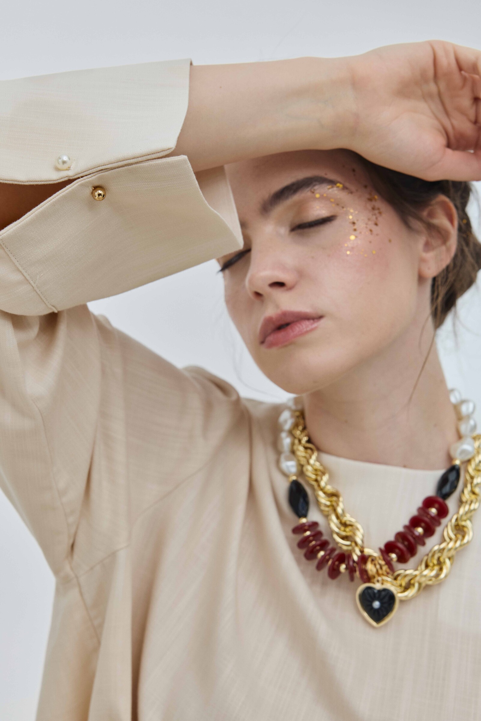 Bej Keten Pelerinli Bluz - 6