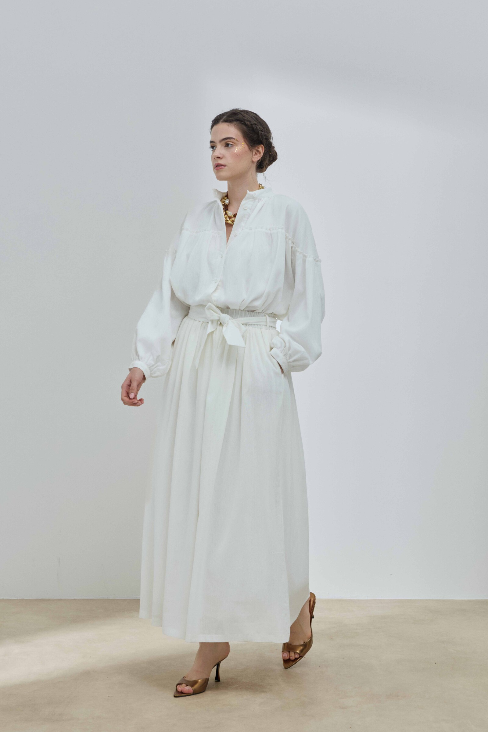 Beyaz Şile Bezi Etek - 2