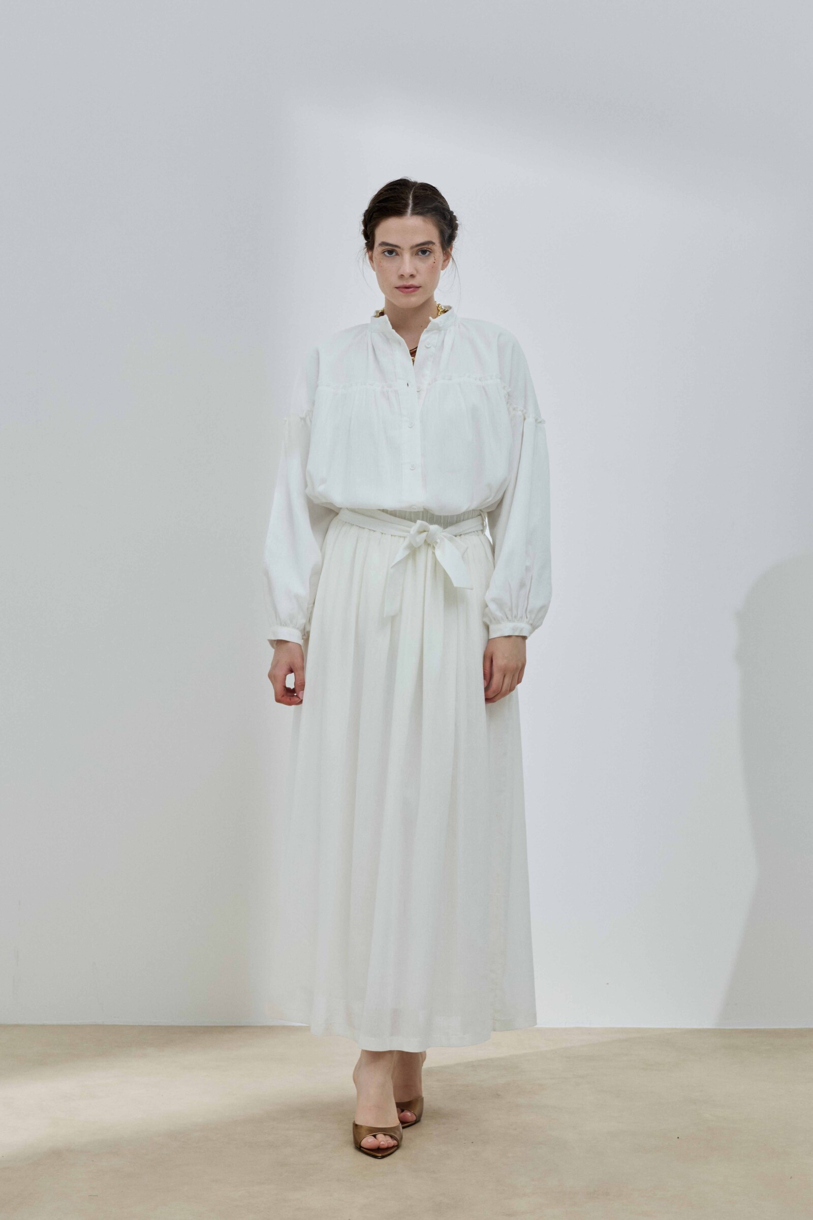 Beyaz Şile Bezi Etek - 5