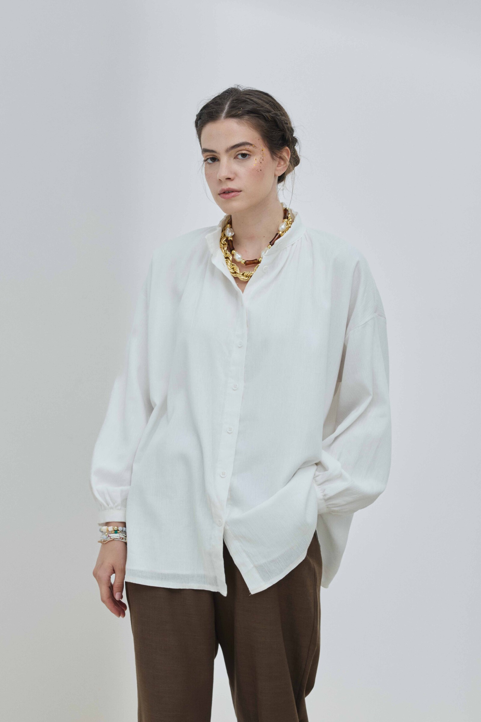 Beyaz Şile Bezi Gömlek - 7