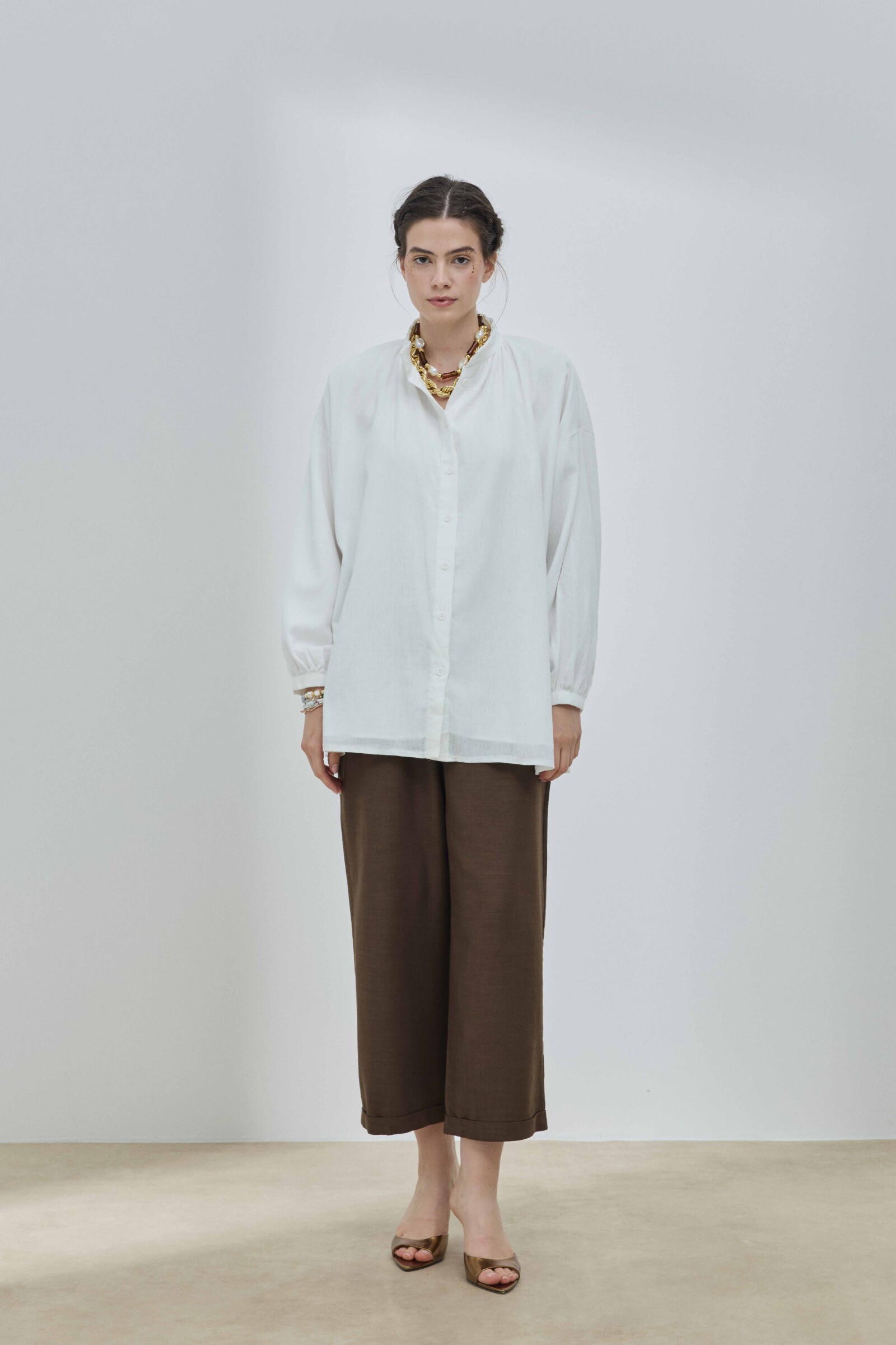 Beyaz Şile Bezi Gömlek - 5