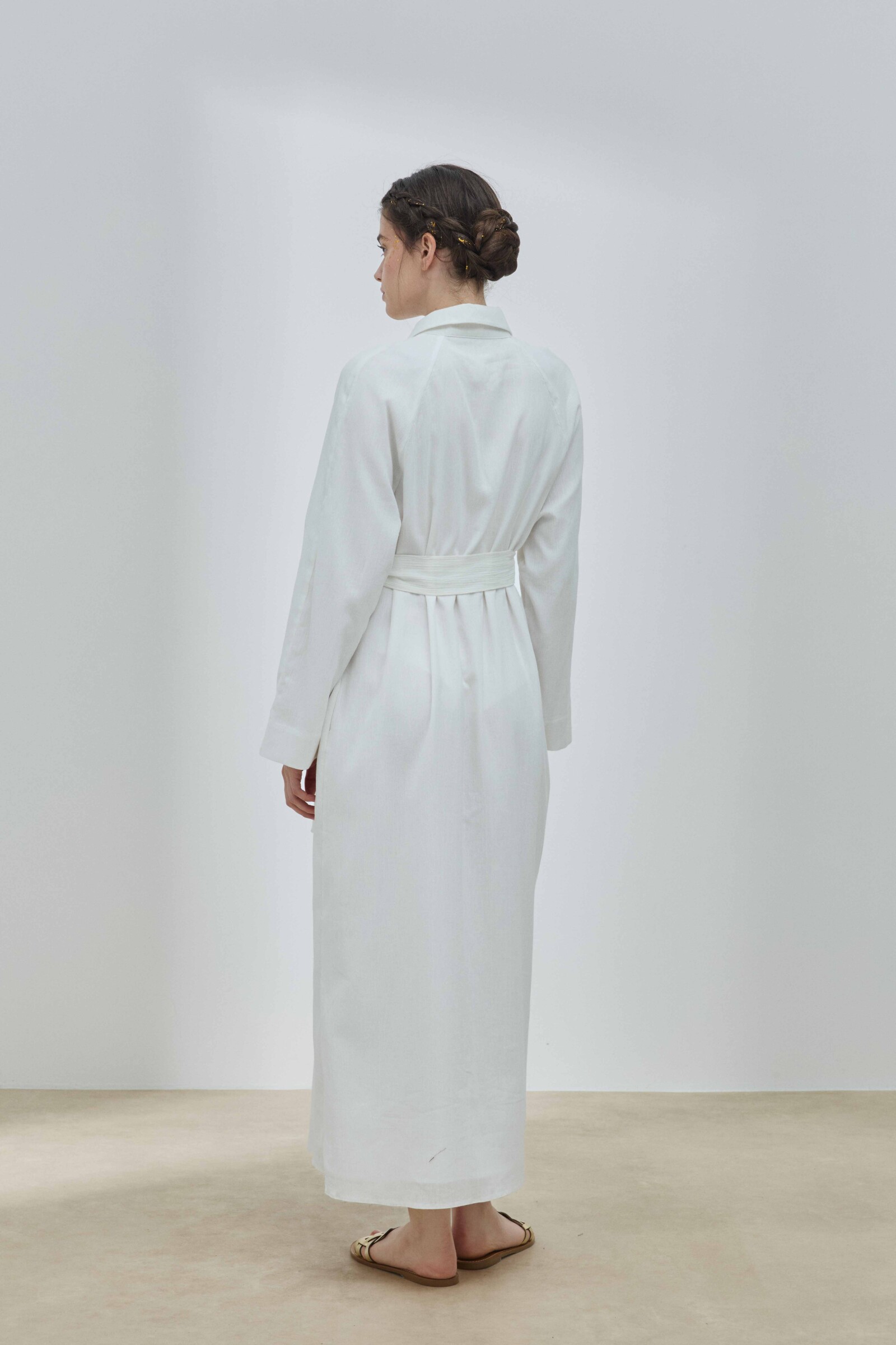 Beyaz Şile Bezi Gömlek Elbise - 8