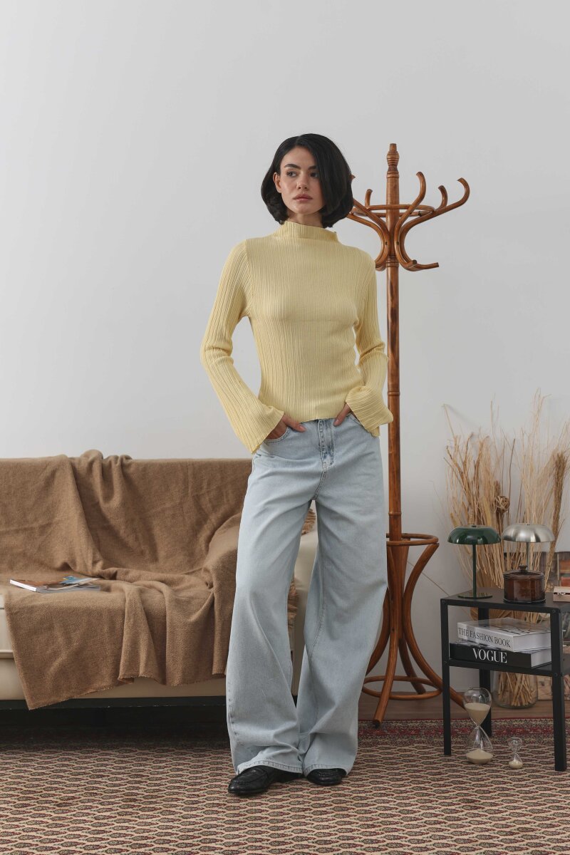 Piliseli Body Açık Sarı - 