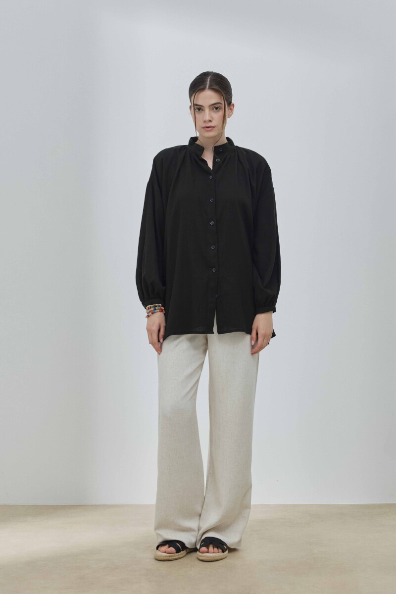 Siyah Şile Bezi Gömlek - 