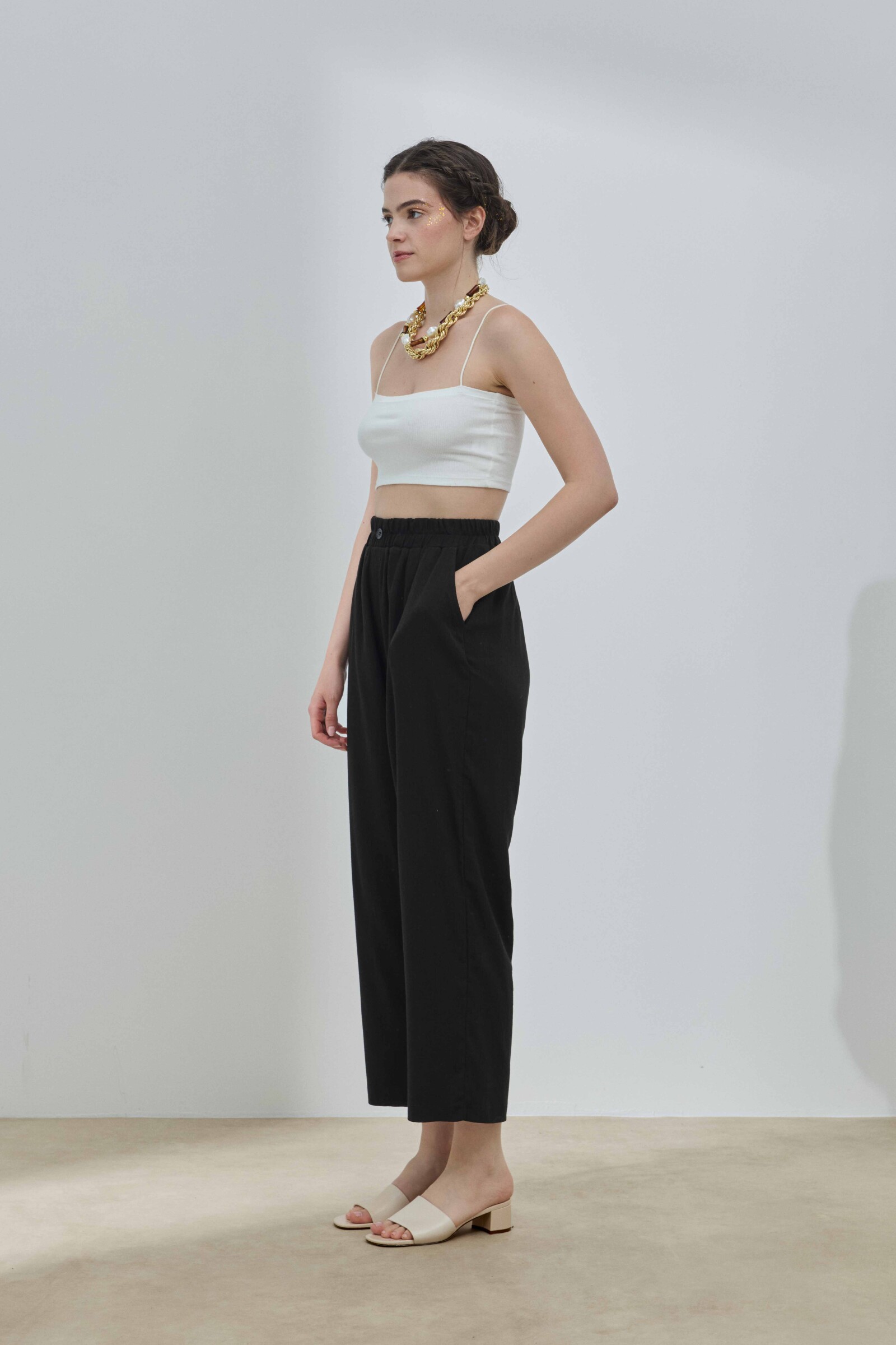 Siyah Şile Bezi Pantolon - 2