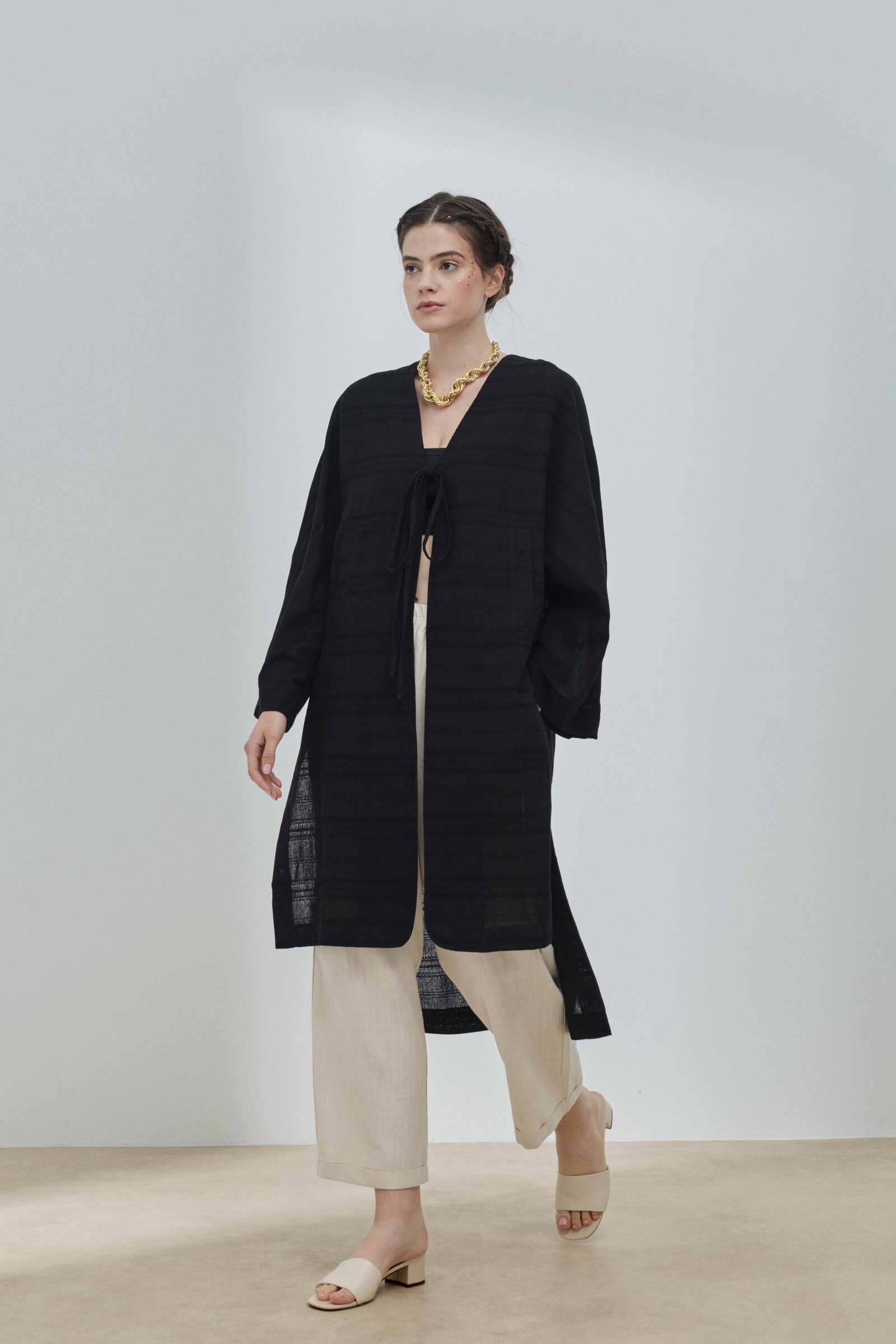 Siyah Allerli Kimono - 3