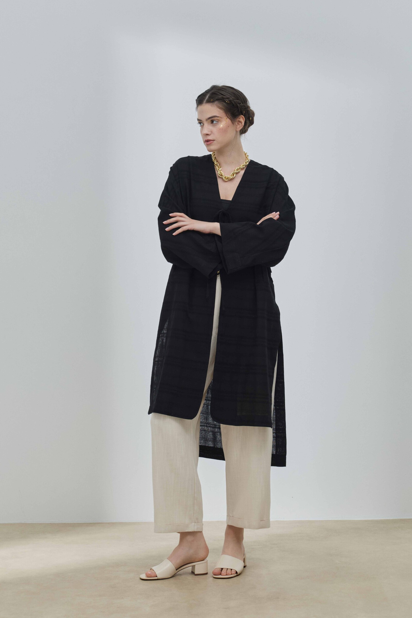 Siyah Allerli Kimono - 4