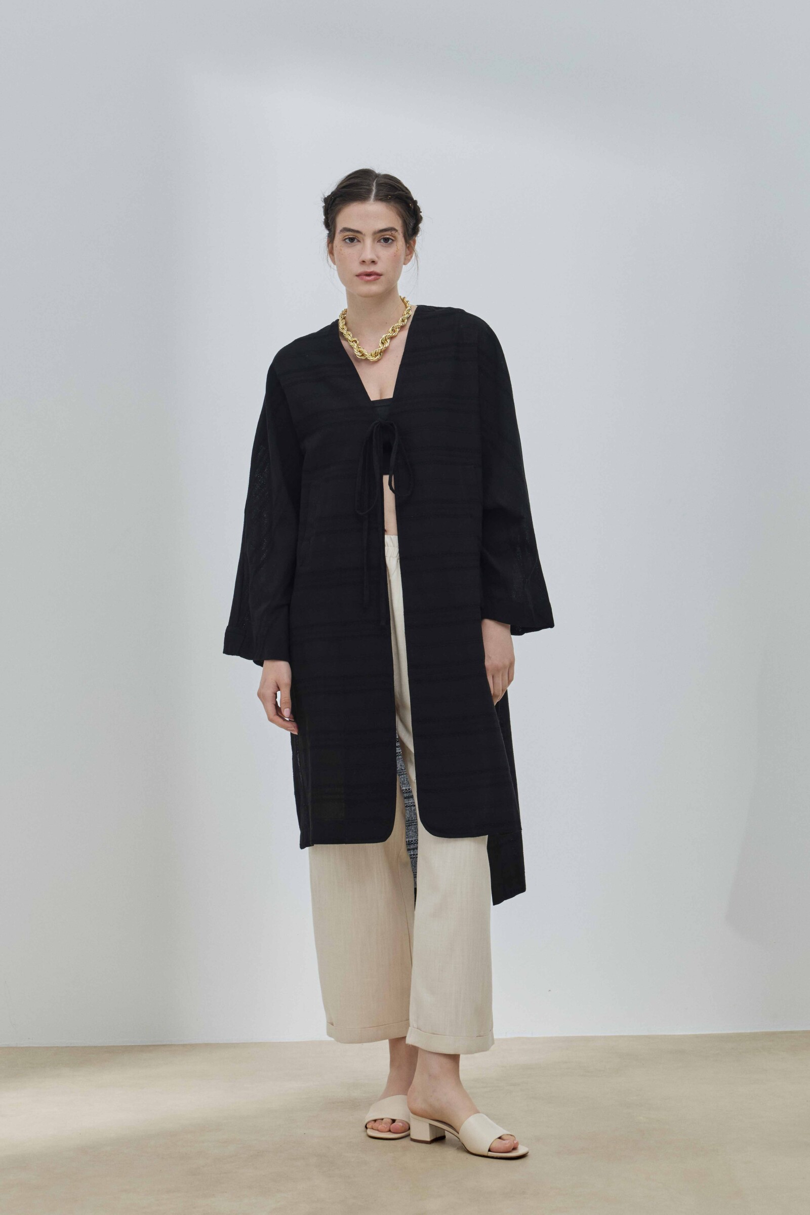 Siyah Allerli Kimono - 6