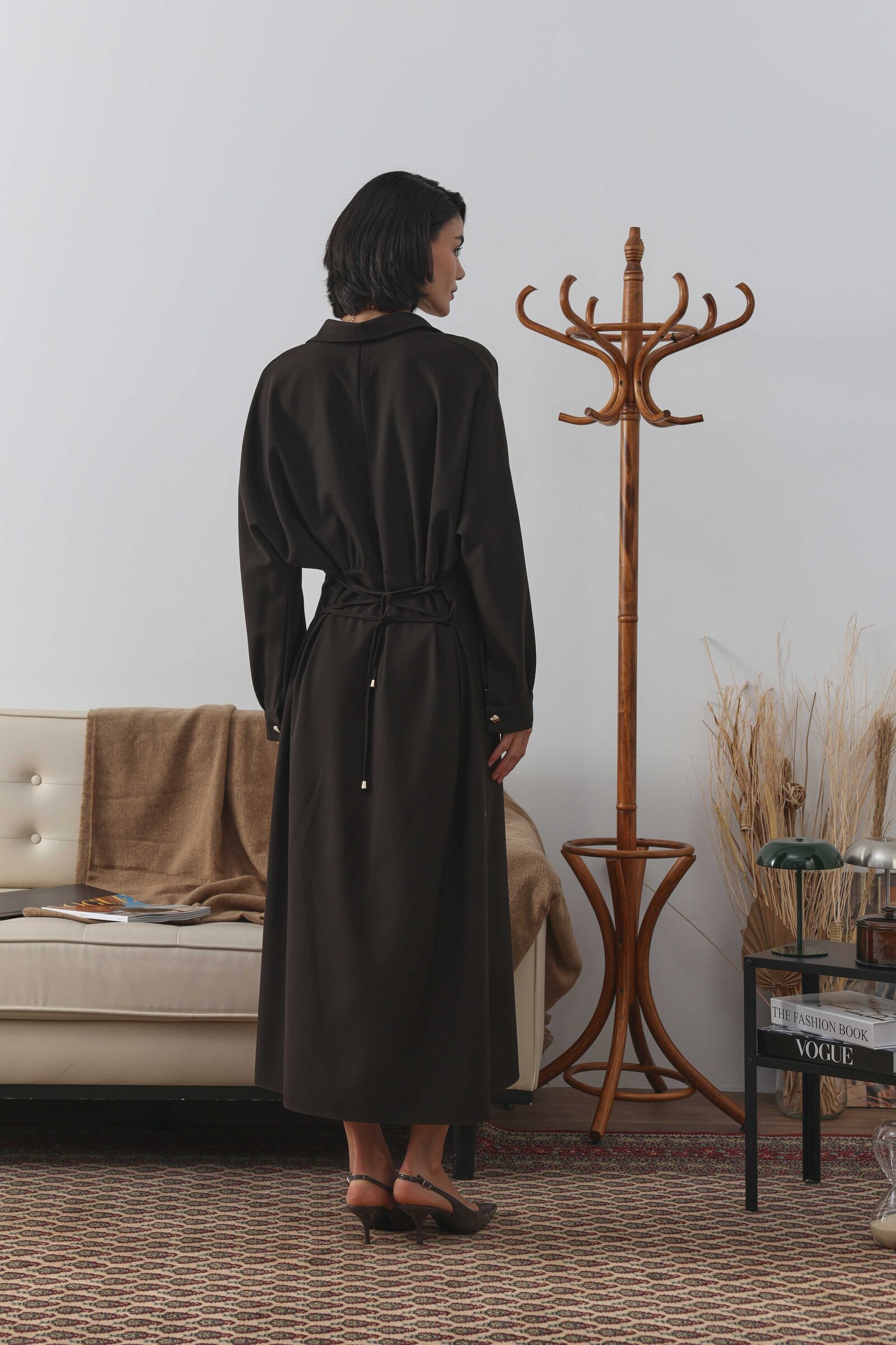 Biritli Elbise Kahverengi - 7