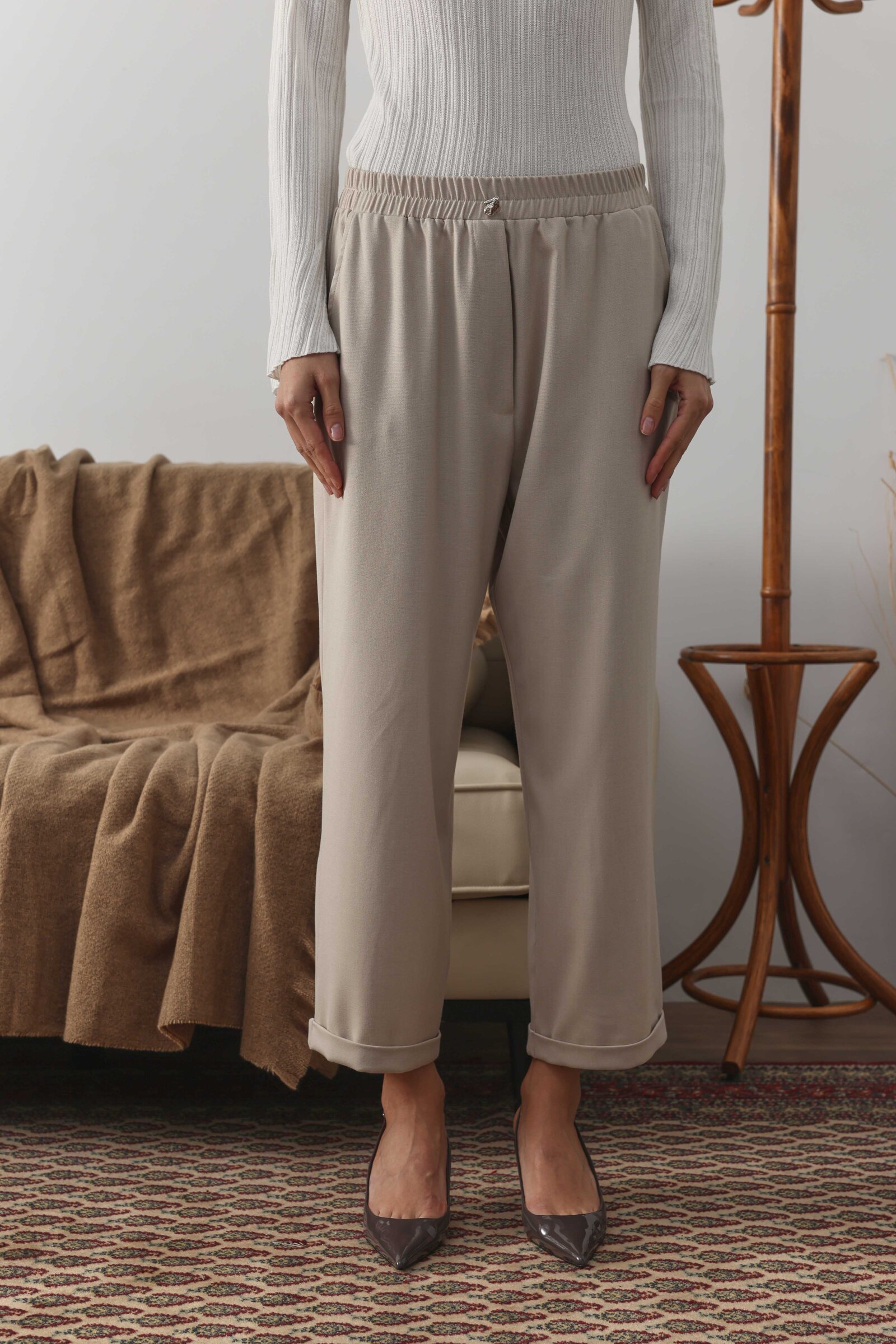 Duble Paça Pantolon Taş - 4