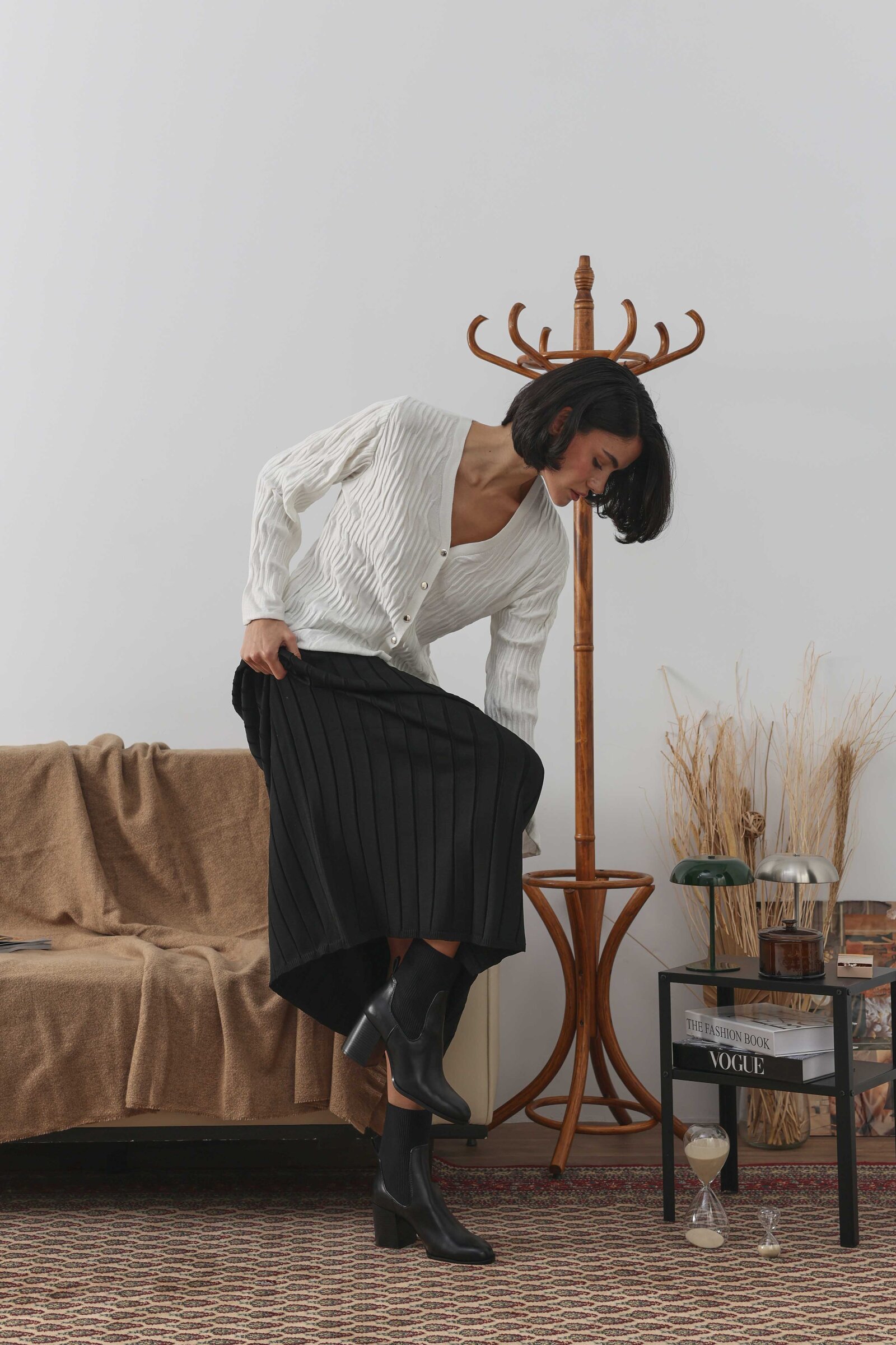 Pileli Viskon Hırka Ekru - 3