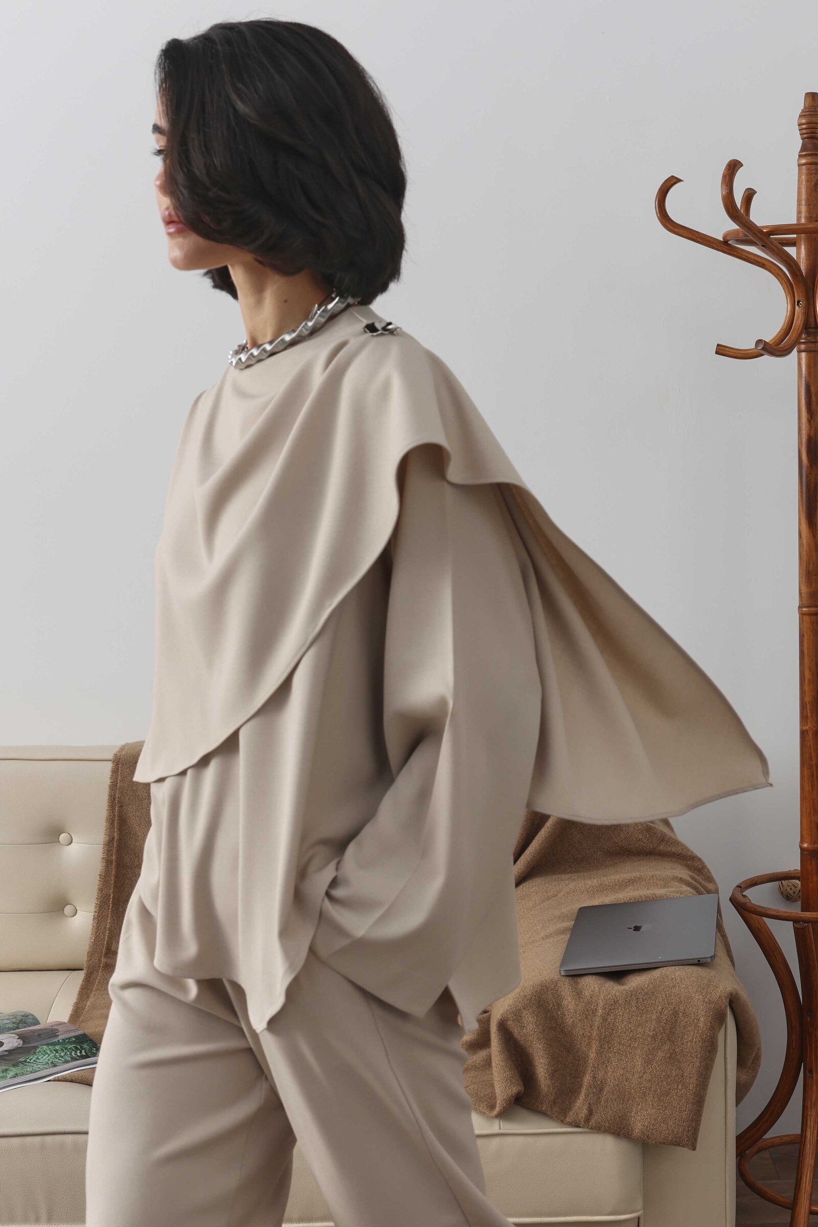 Şal Detaylı Bluz Taş - 2