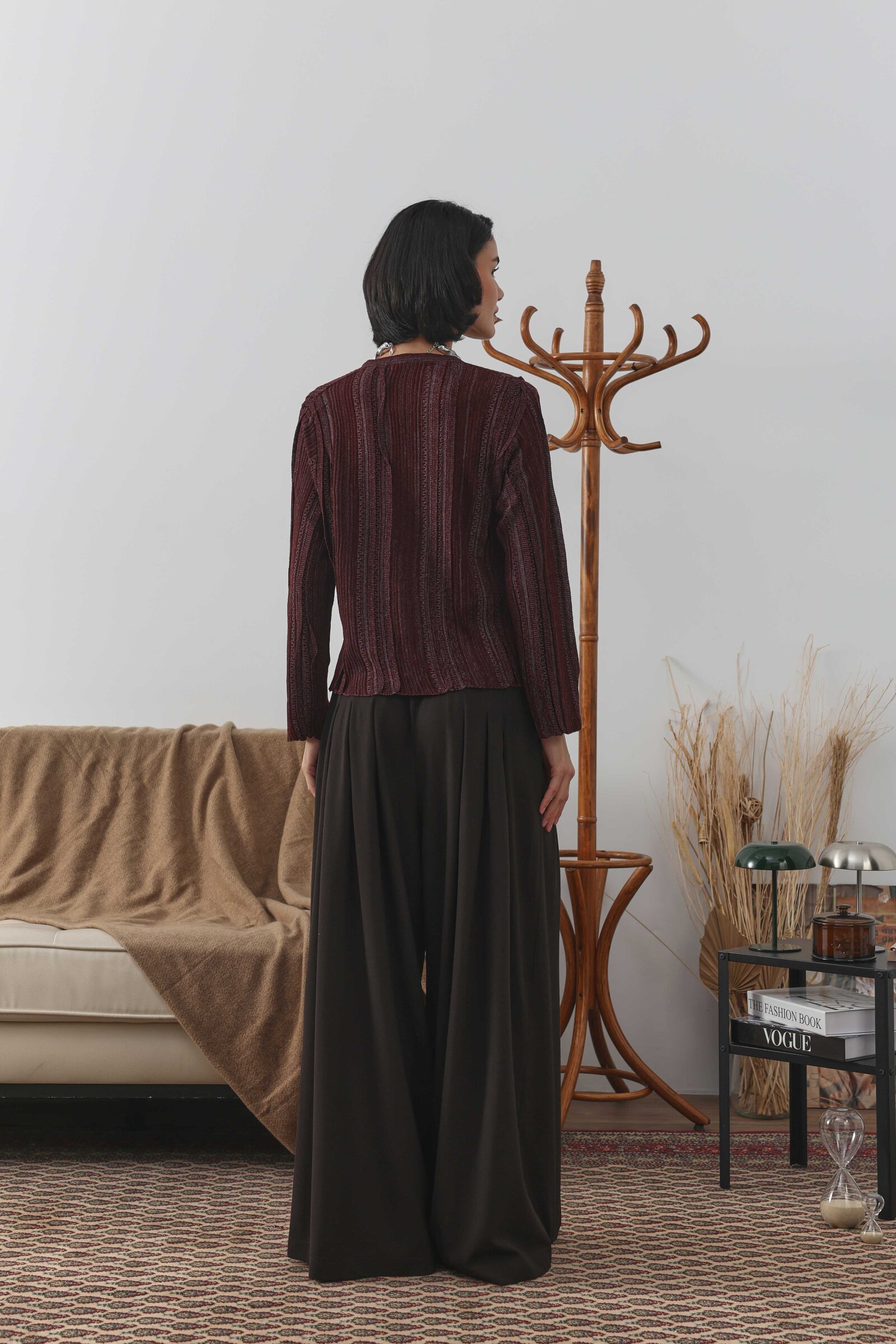 Simli Kısa Hırka Bordo - 5