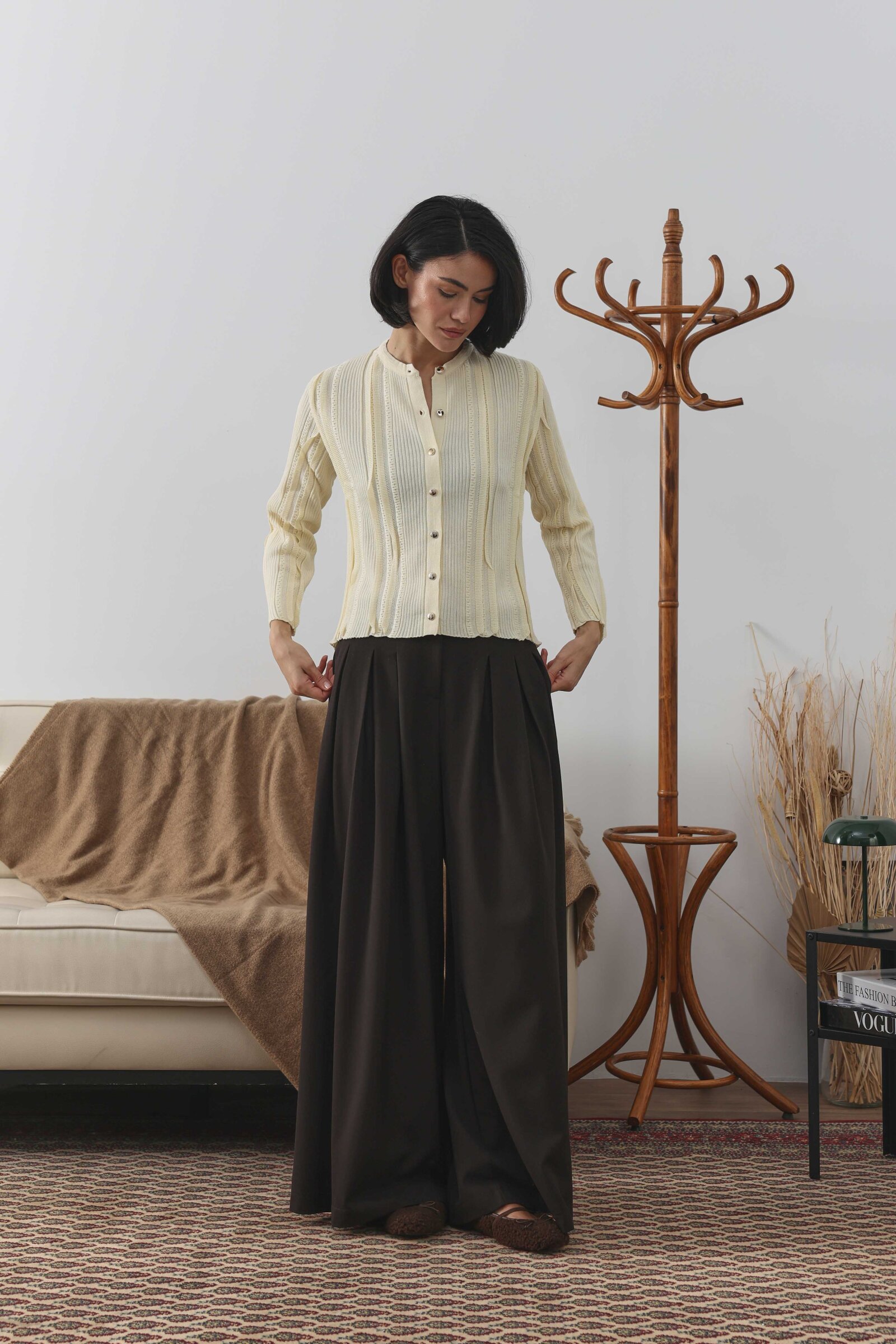 Simli Kısa Hırka Ekru - 3