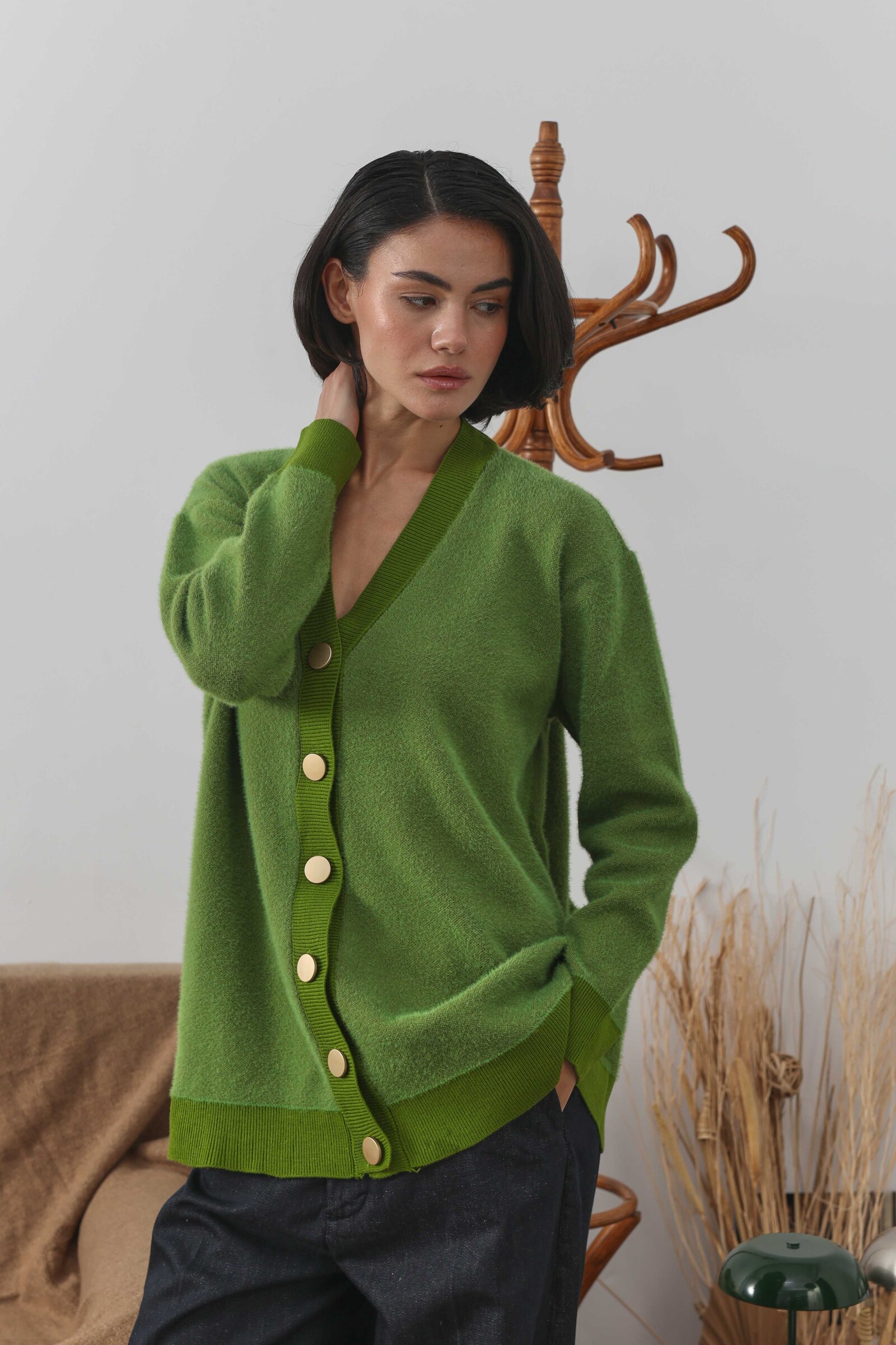Soft Uzun Hırka Yeşil - 2