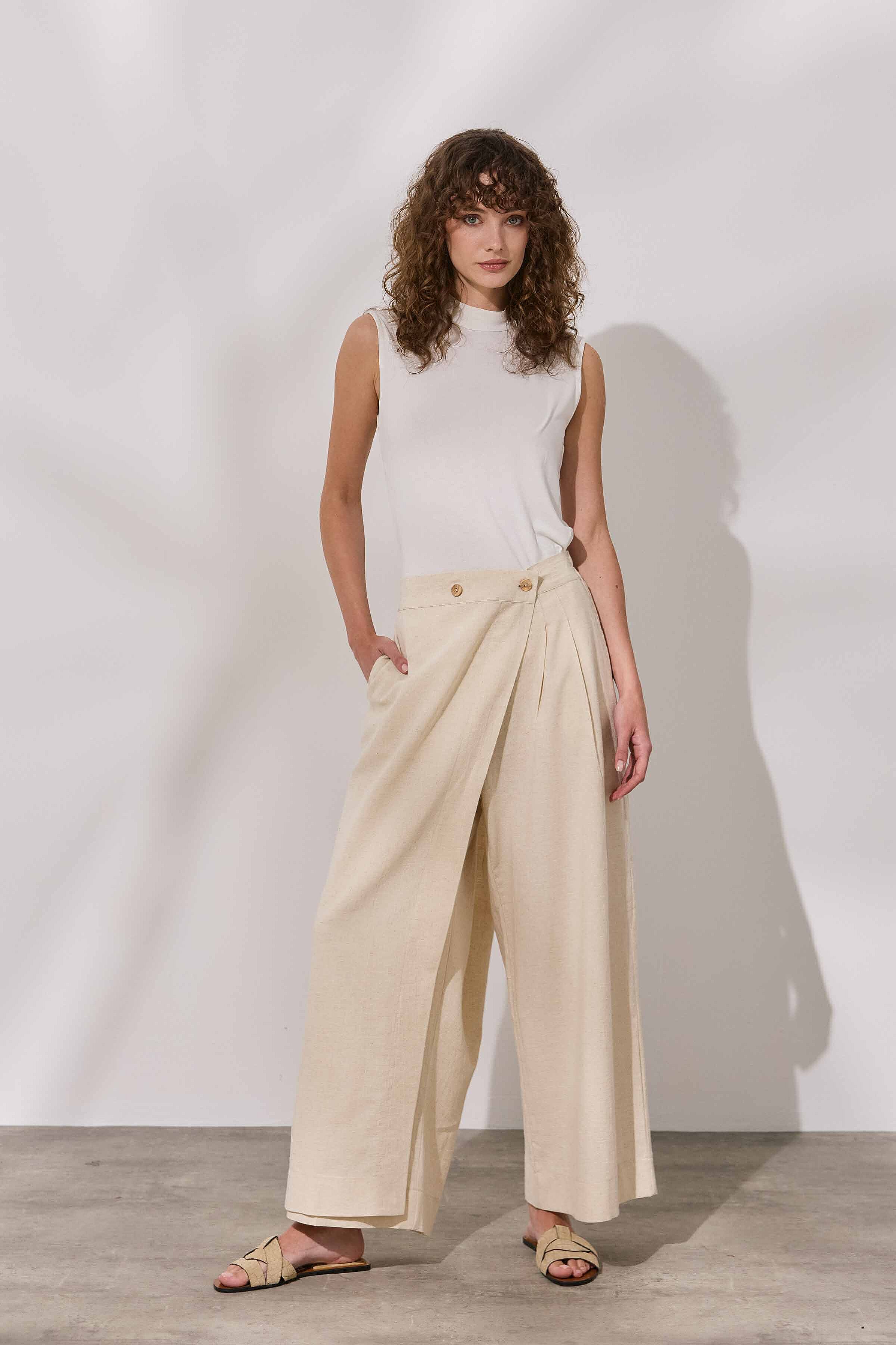Keten Etek Pantolon - 5