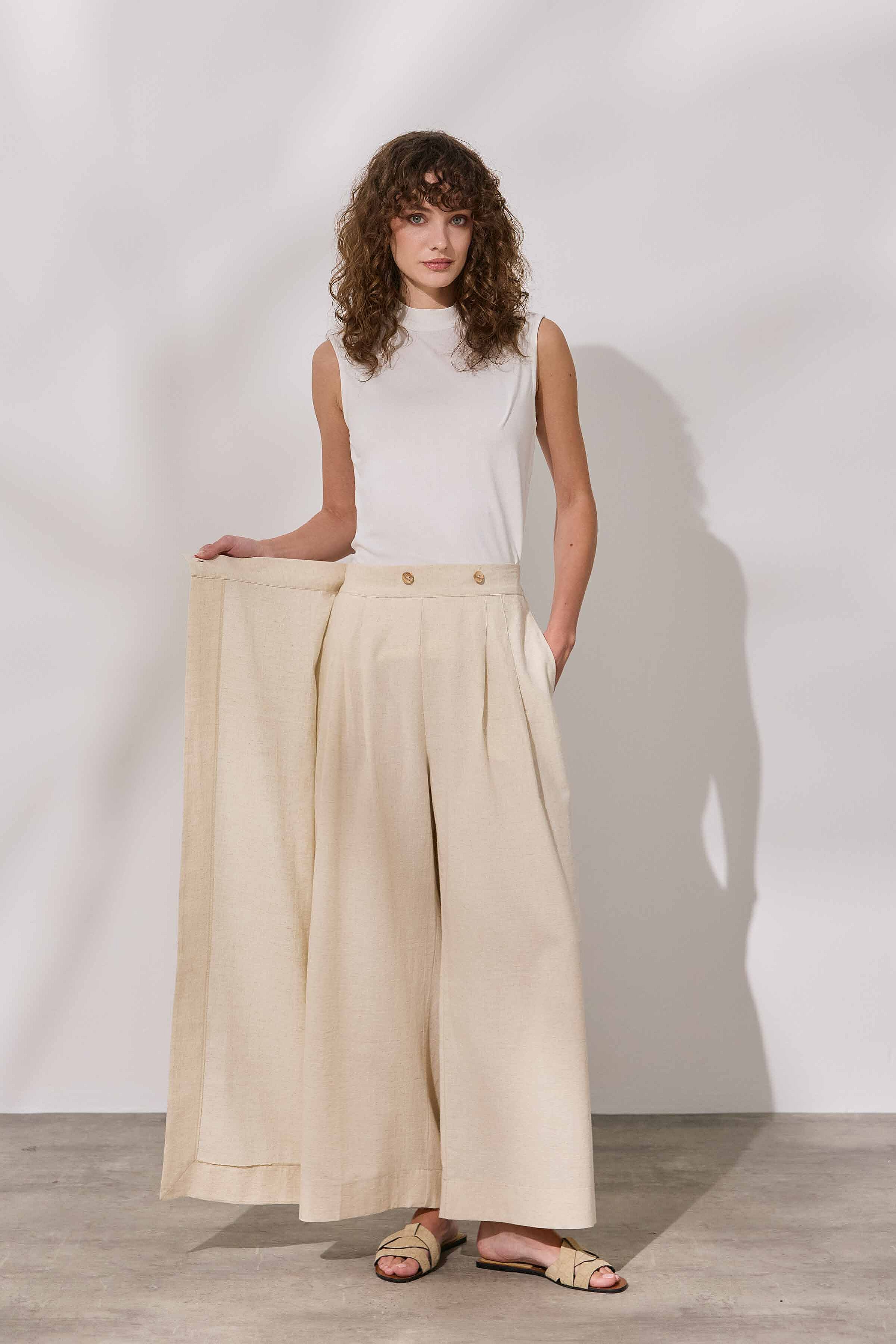 Keten Etek Pantolon - 7