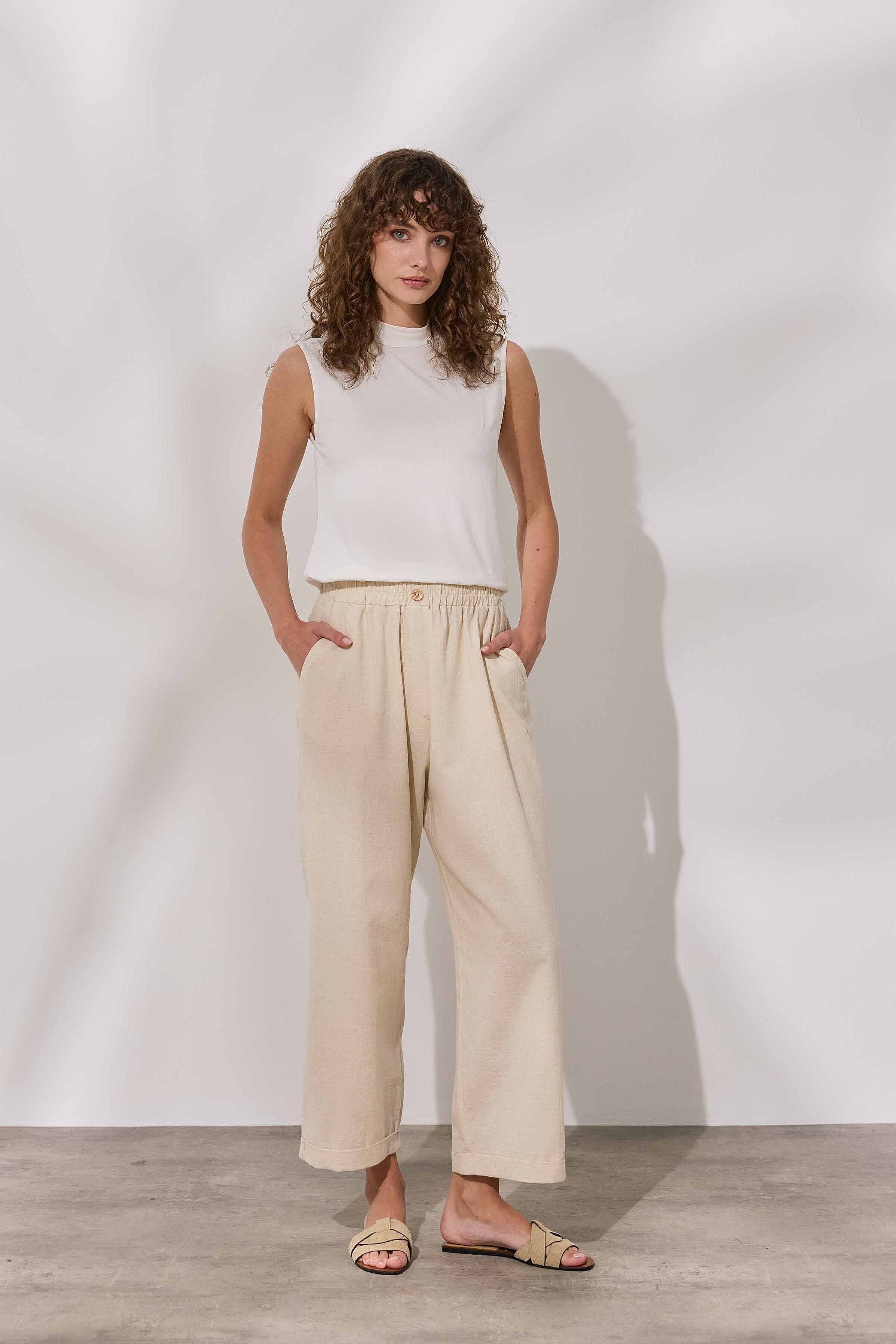 Keten Duble Paça Pantolon - 3