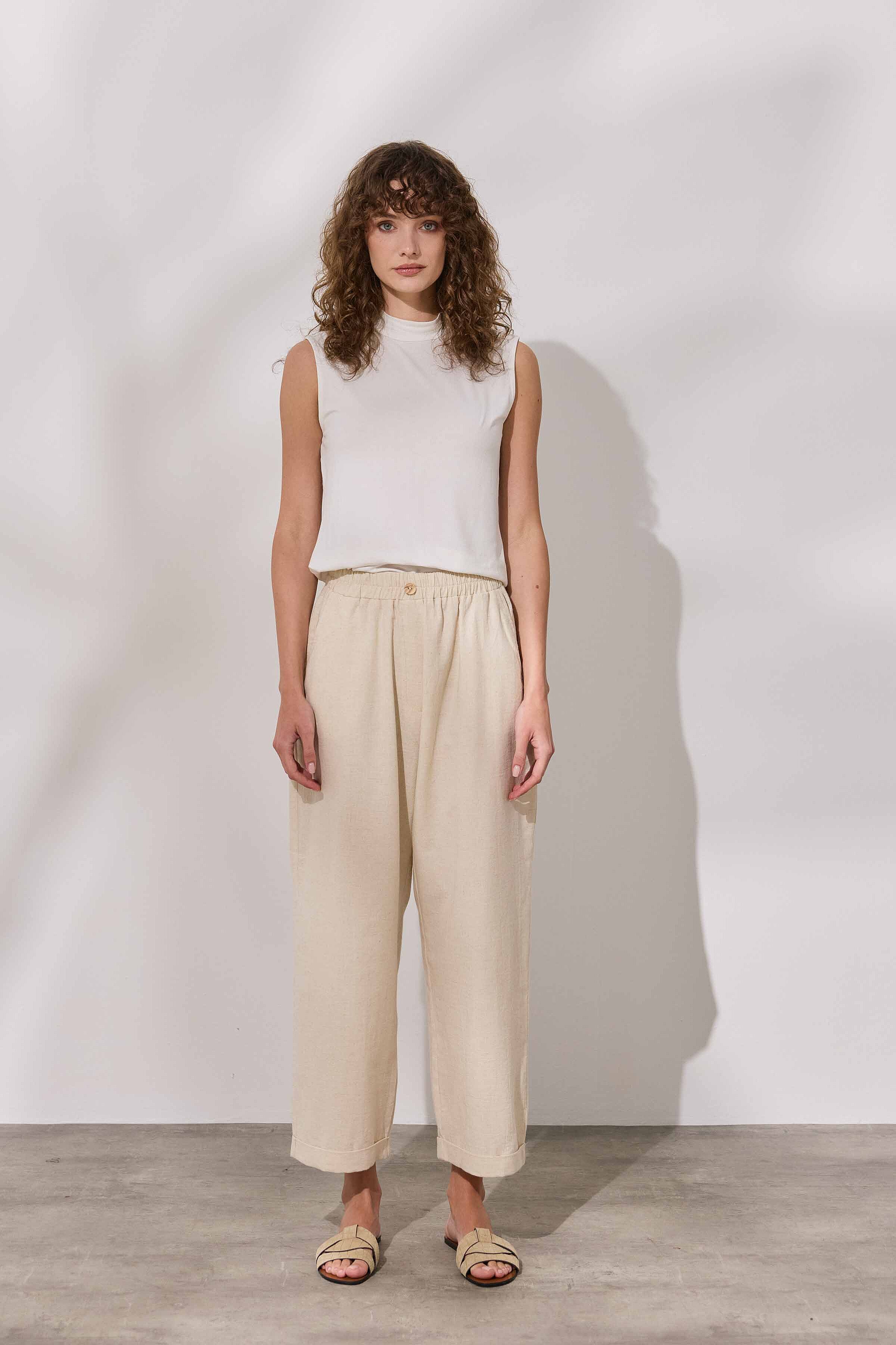 Keten Duble Paça Pantolon - 5