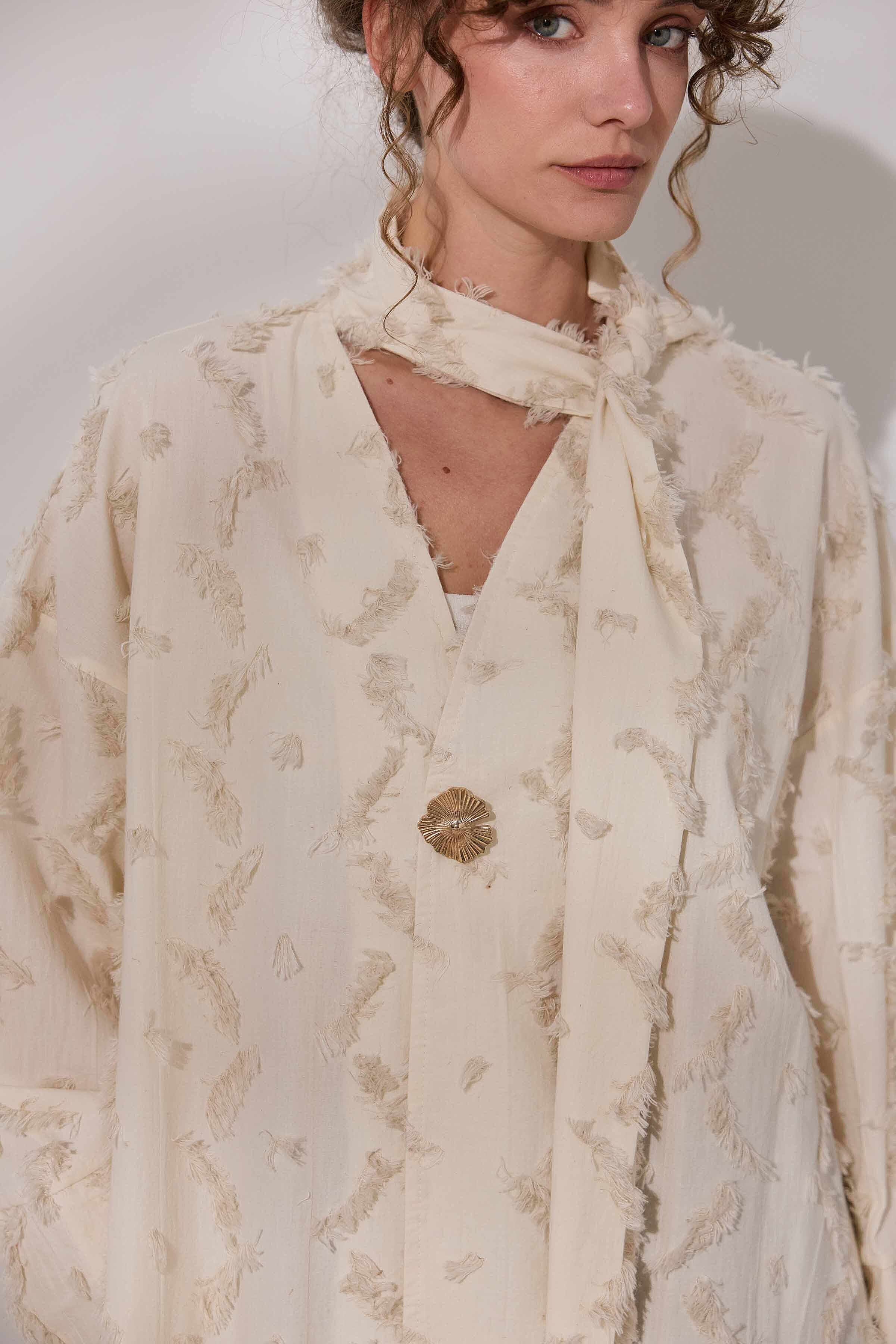 Püsküllü Fularlı Kenevir Kimono - 6