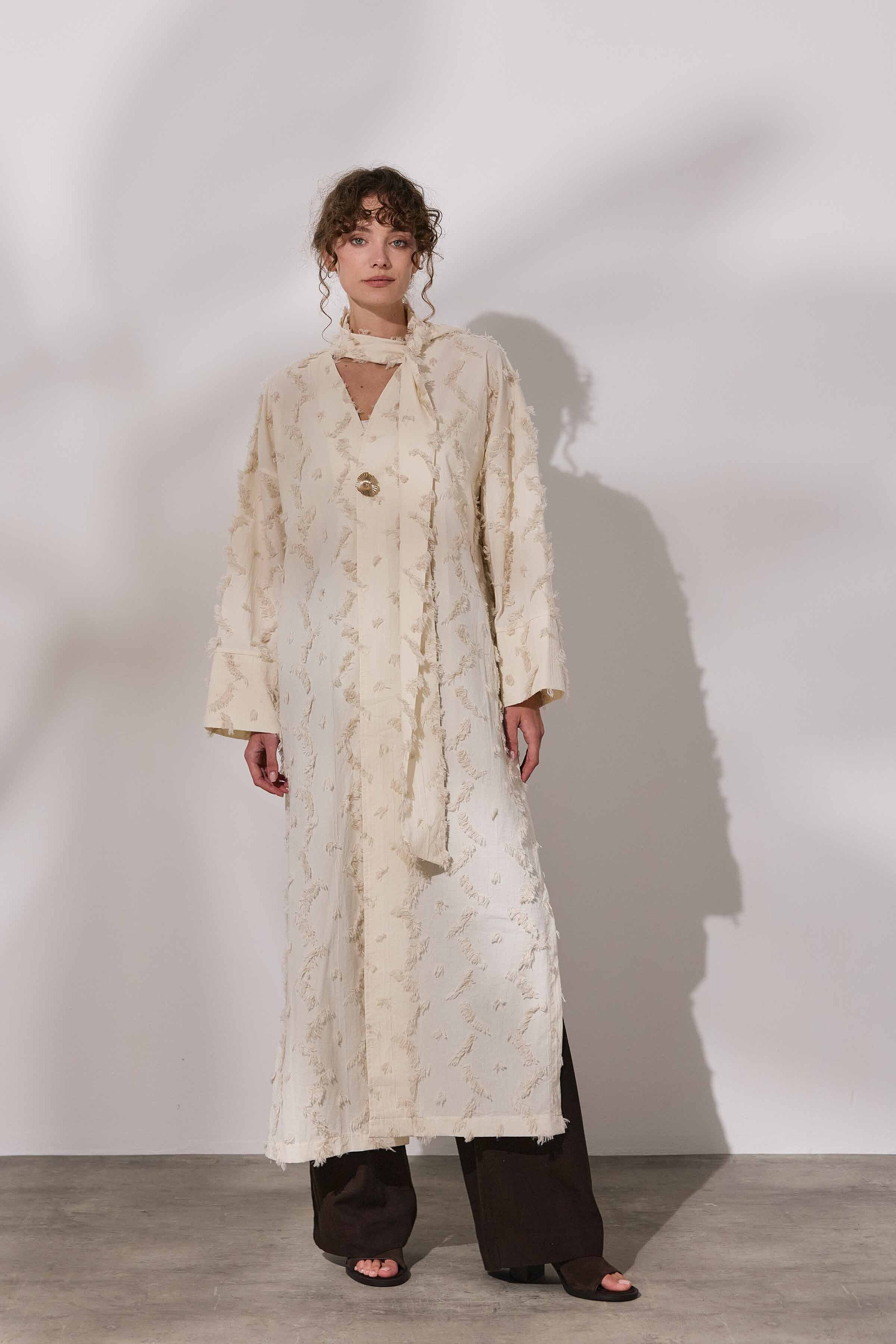 Püsküllü Fularlı Kenevir Kimono - 4