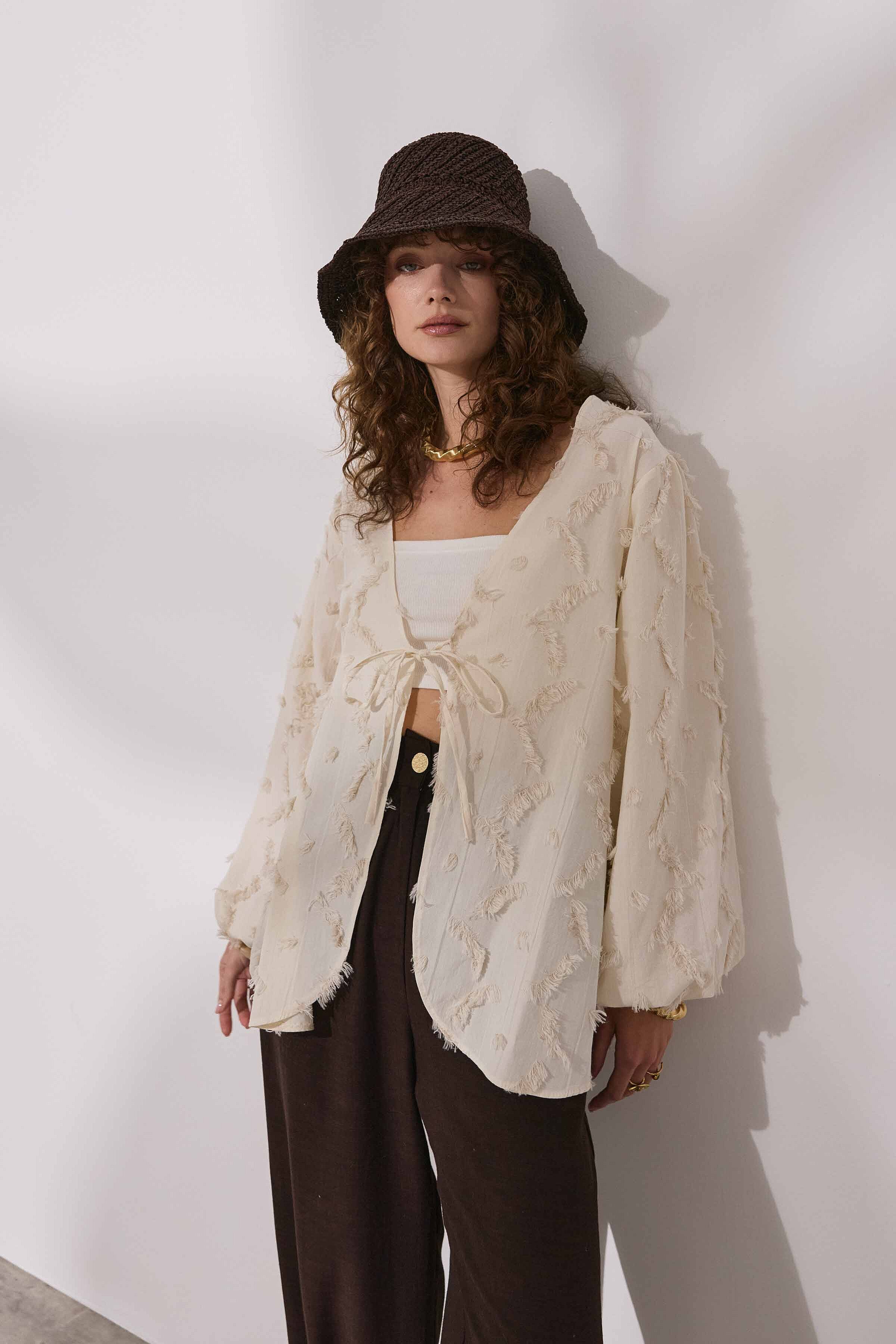 Püsküllü Kenevir Kimono - 2