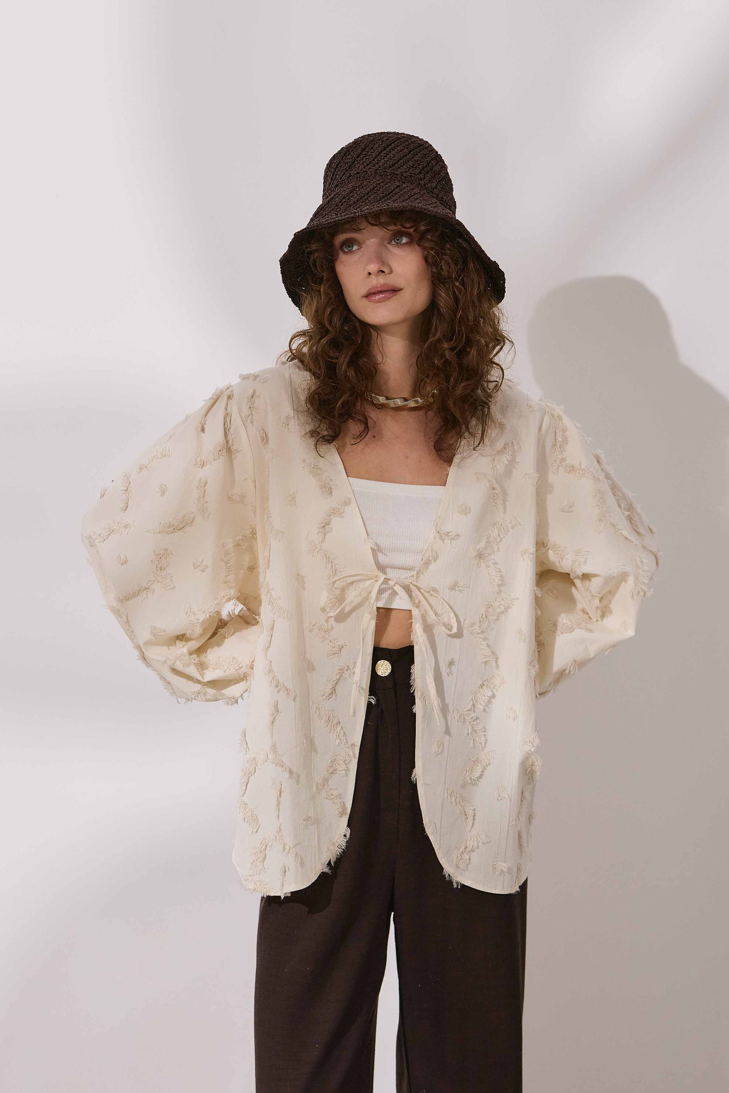 Püsküllü Kenevir Kimono - 3