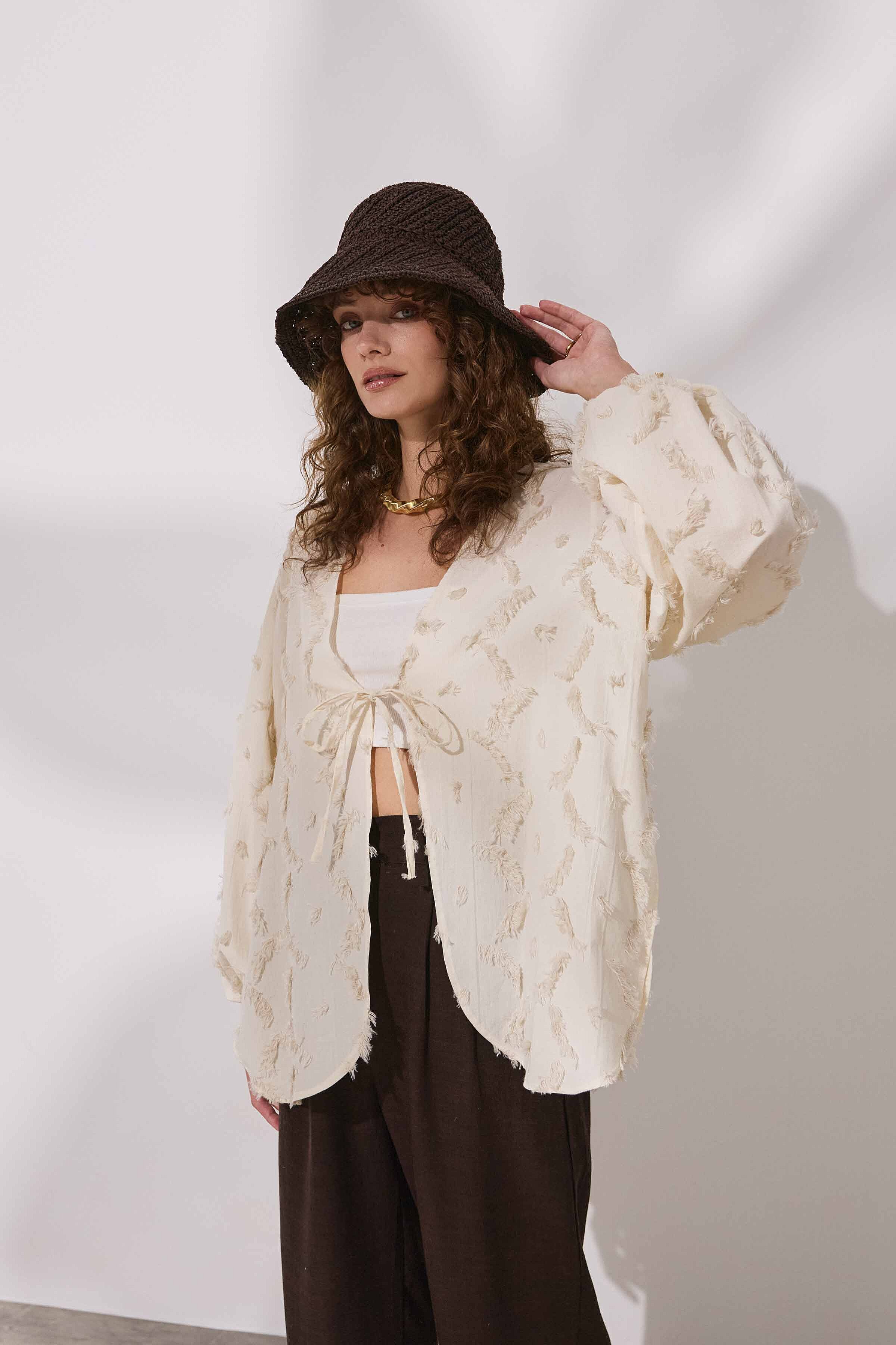 Püsküllü Kenevir Kimono - 5