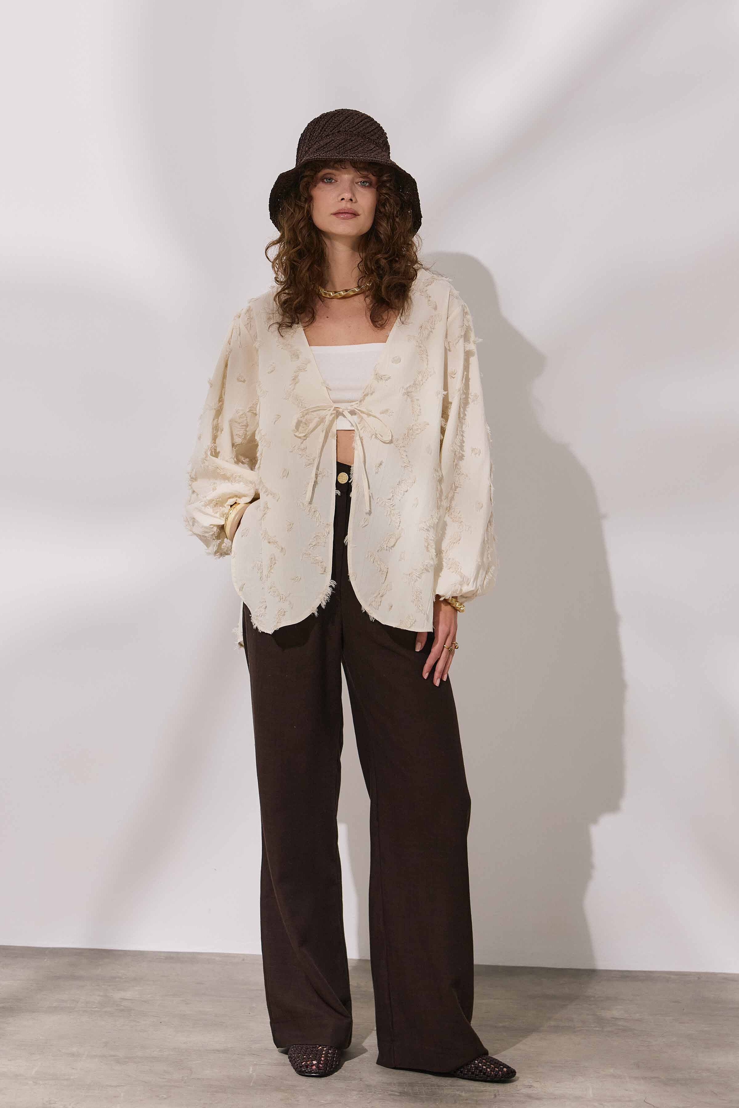 Püsküllü Kenevir Kimono - 