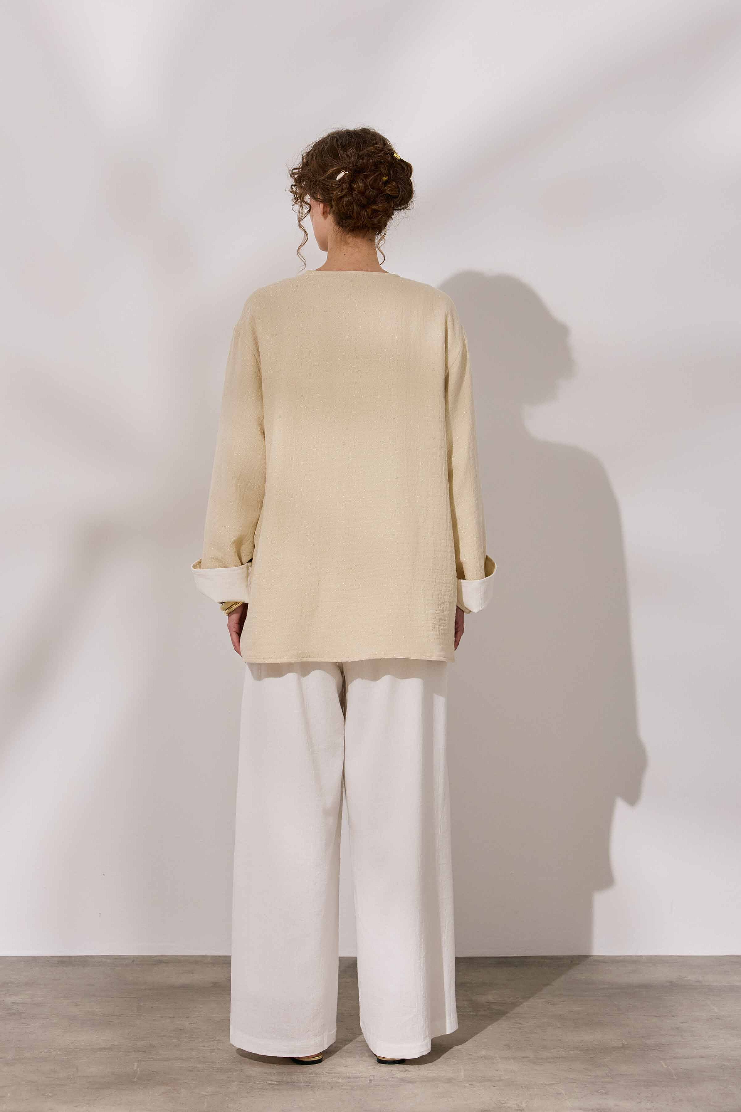 Simli Çift Taraflı Müslin Kimono - 9