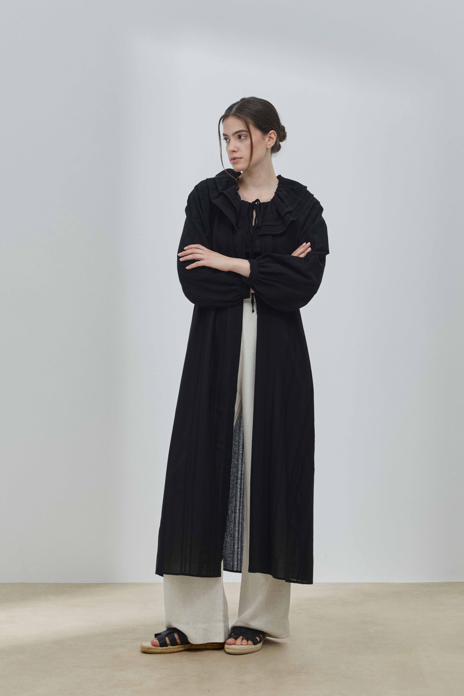 Siyah Fırfırlı Kimono - 6