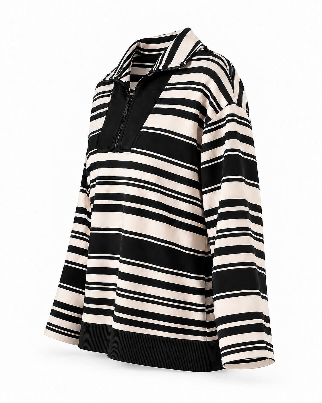 Frame Fermuarlı Çizgili Sweatshirt - 5