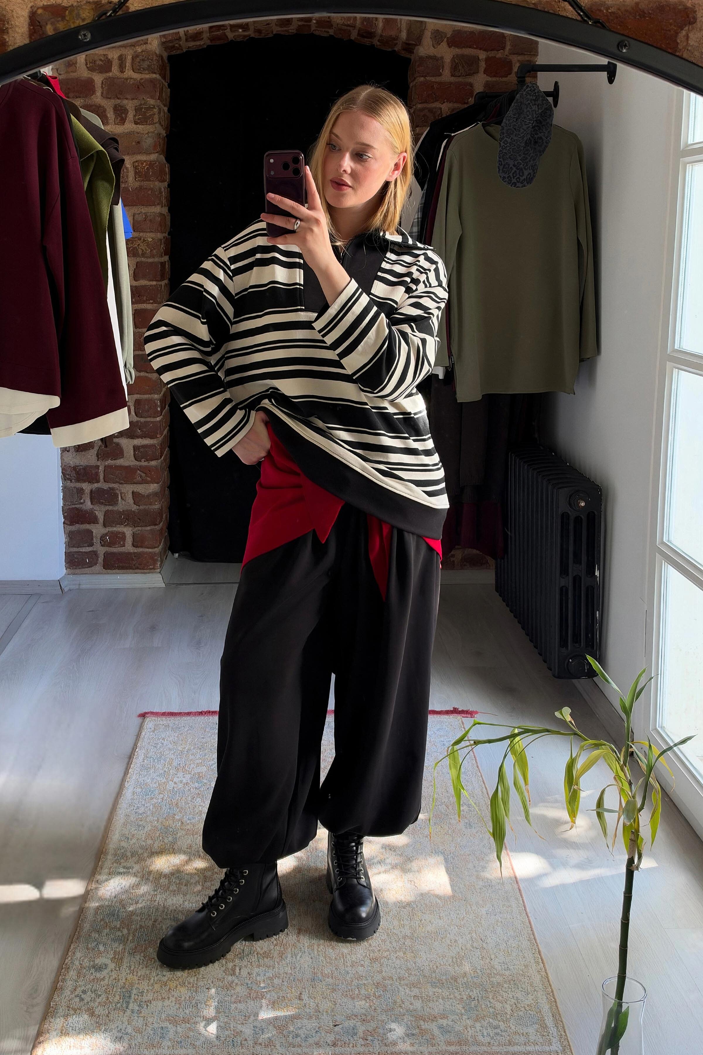 Frame Fermuarlı Çizgili Sweatshirt - 2