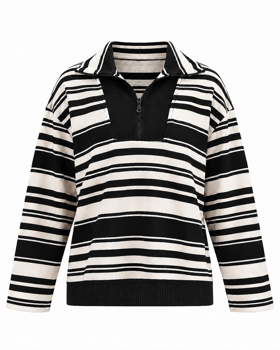 Frame Fermuarlı Çizgili Sweatshirt - 6