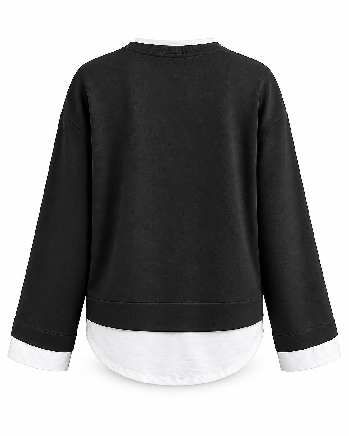Layer Blok Detaylı Sweatshirt-Siyah - 4