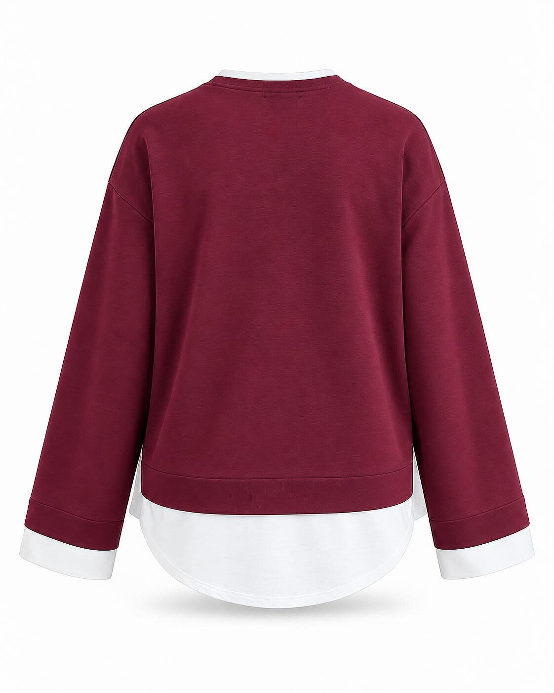 Layer Blok Detaylı Sweatshirt-Bordo - 4