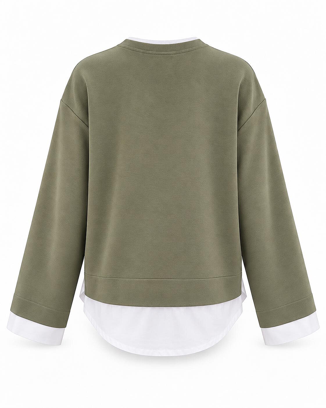 Layer Blok Detaylı Sweatshirt-Haki - 6