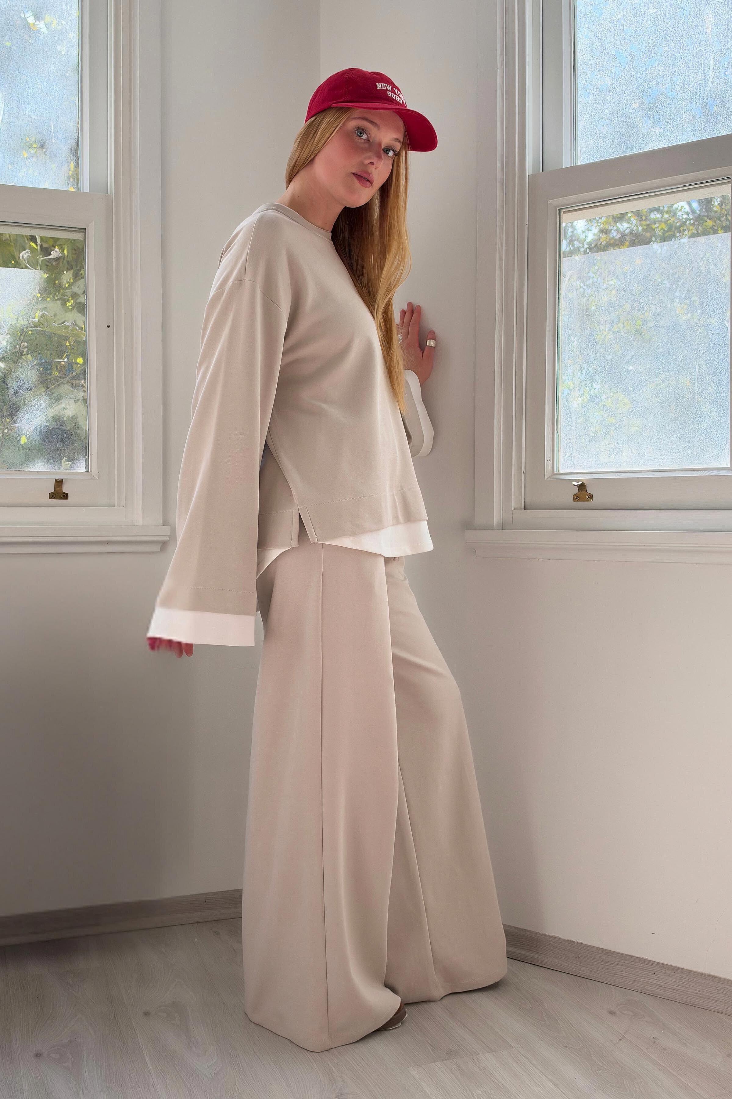 Layer Blok Detaylı Sweatshirt-Taş - 4