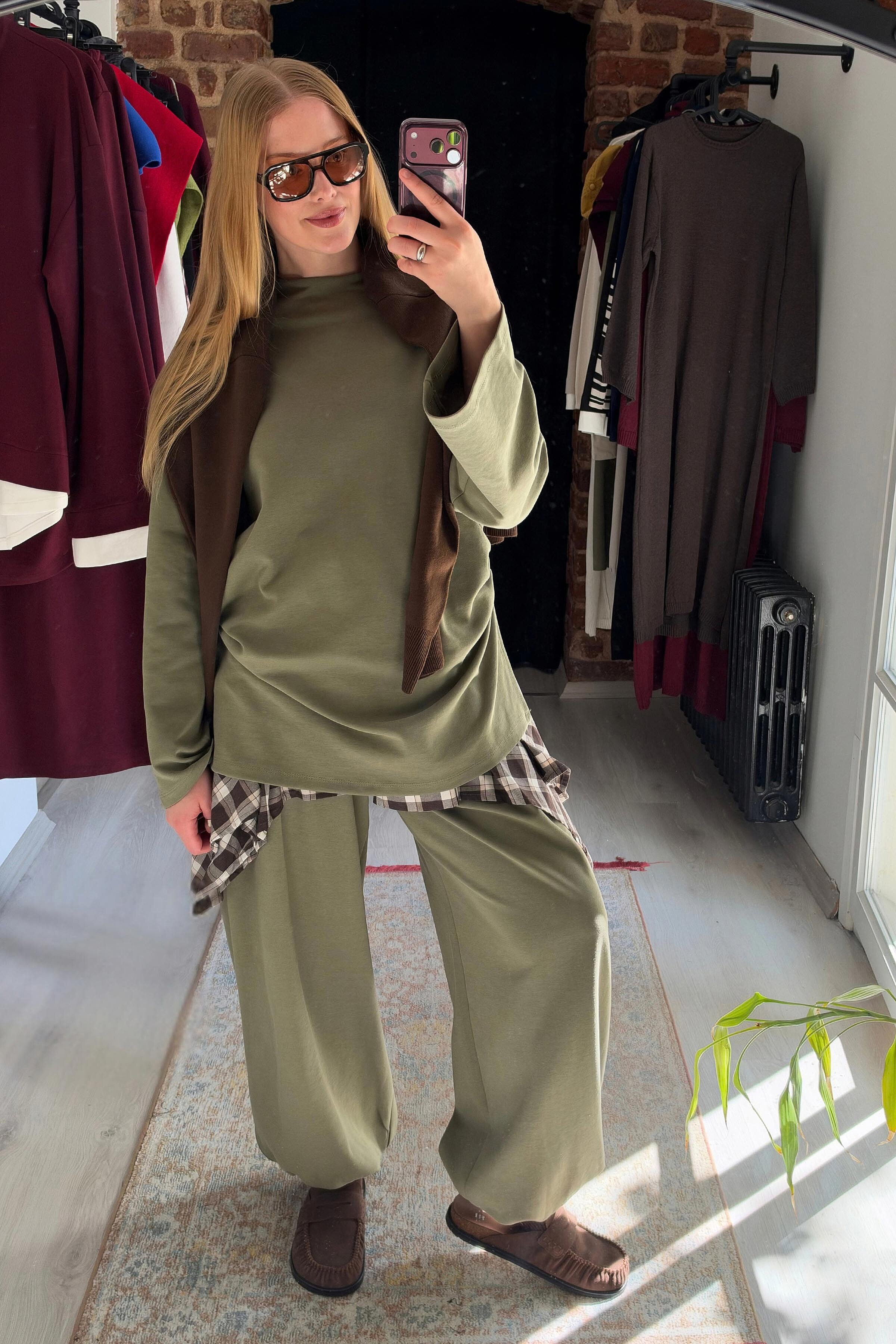 Move Ayarlanabilir Dik Yaka Sweatshirt-Haki 