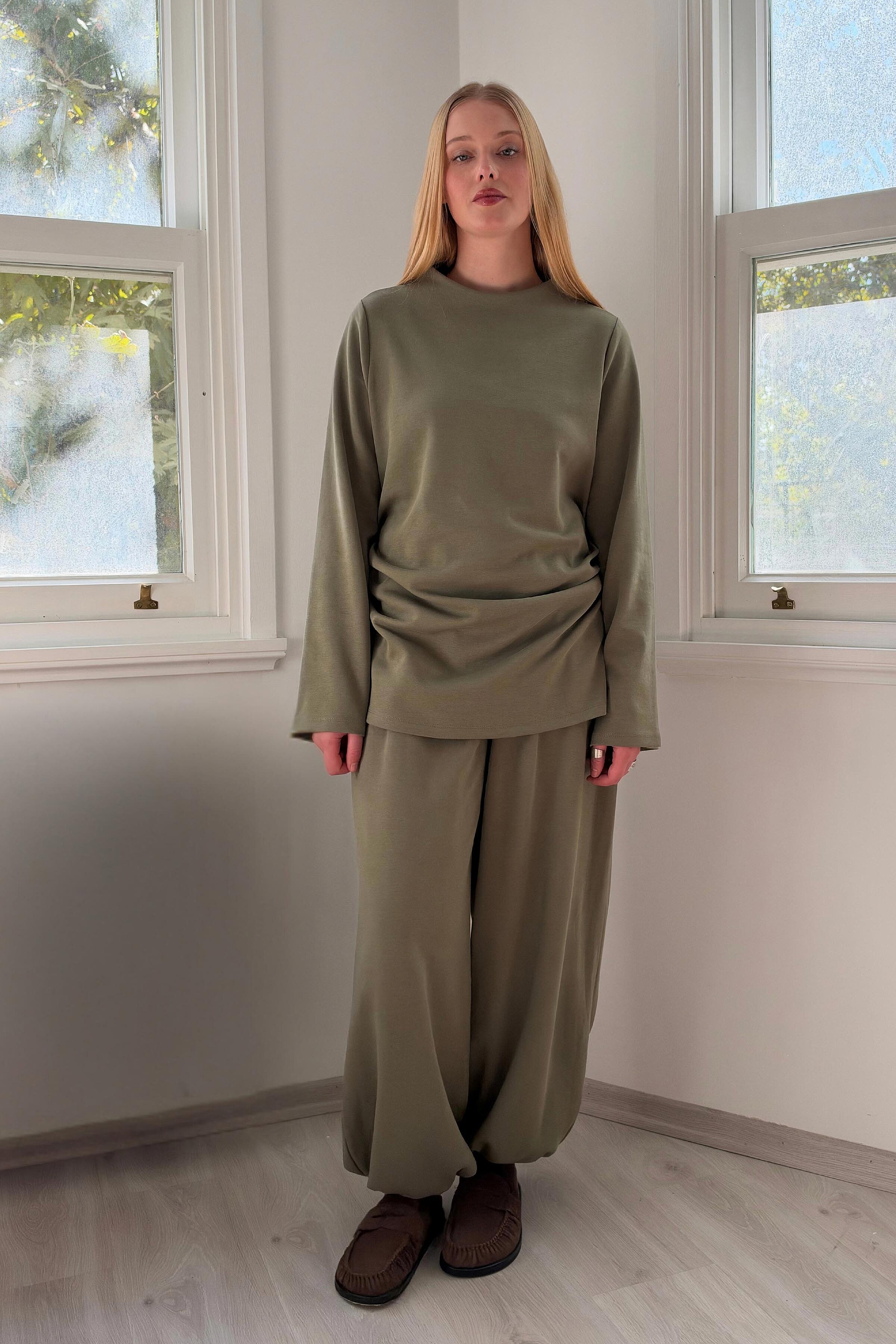 Move Ayarlanabilir Dik Yaka Sweatshirt-Haki - 2