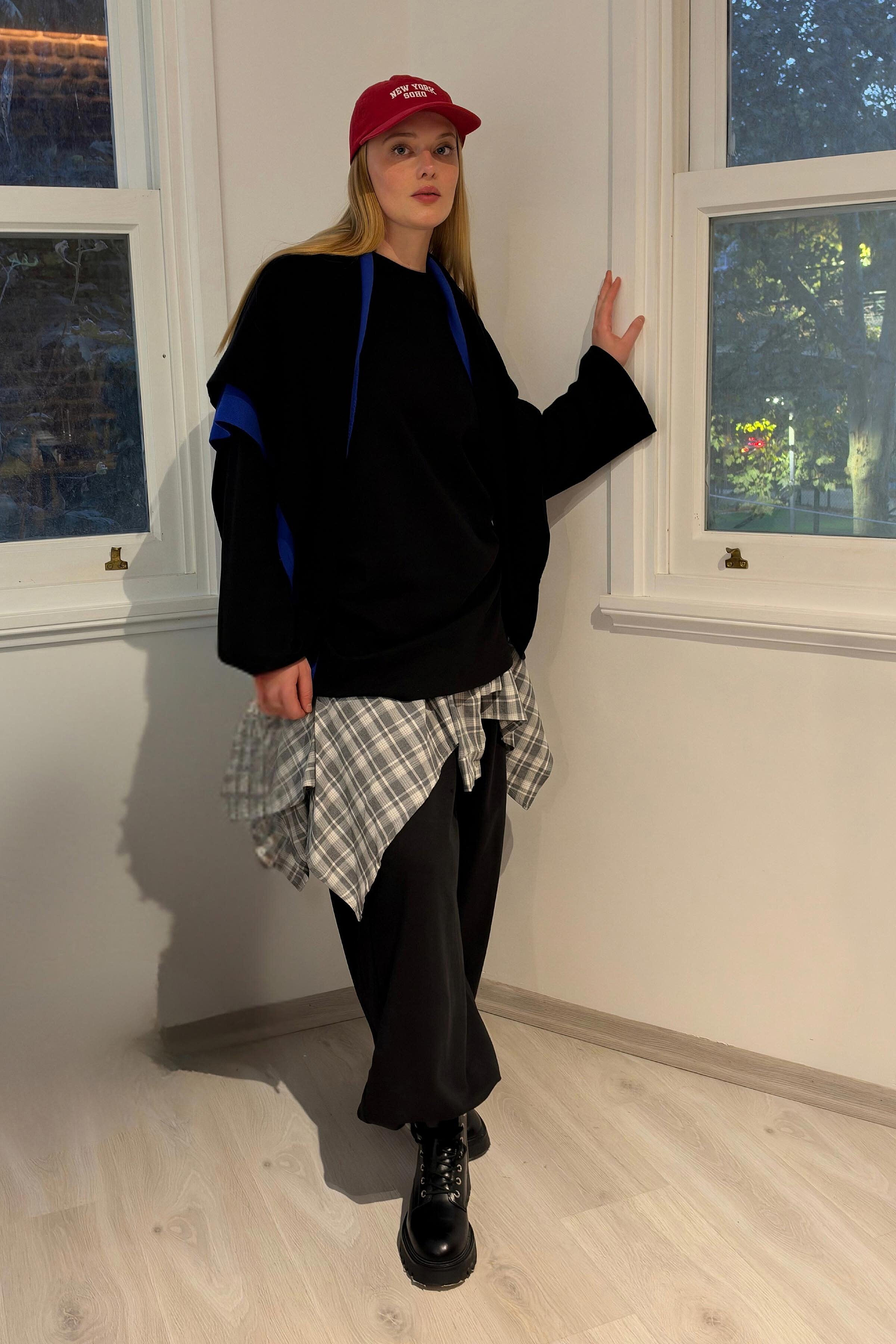 Move Ayarlanabilir Dik Yaka Sweatshirt-Siyah - 1