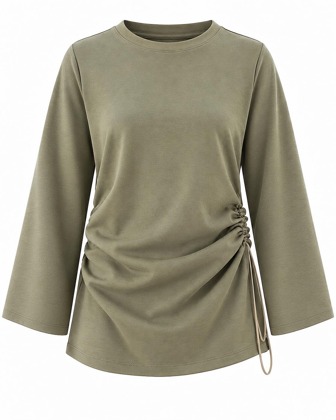 Move Ayarlanabilir Dik Yaka Sweatshirt-Haki - 8