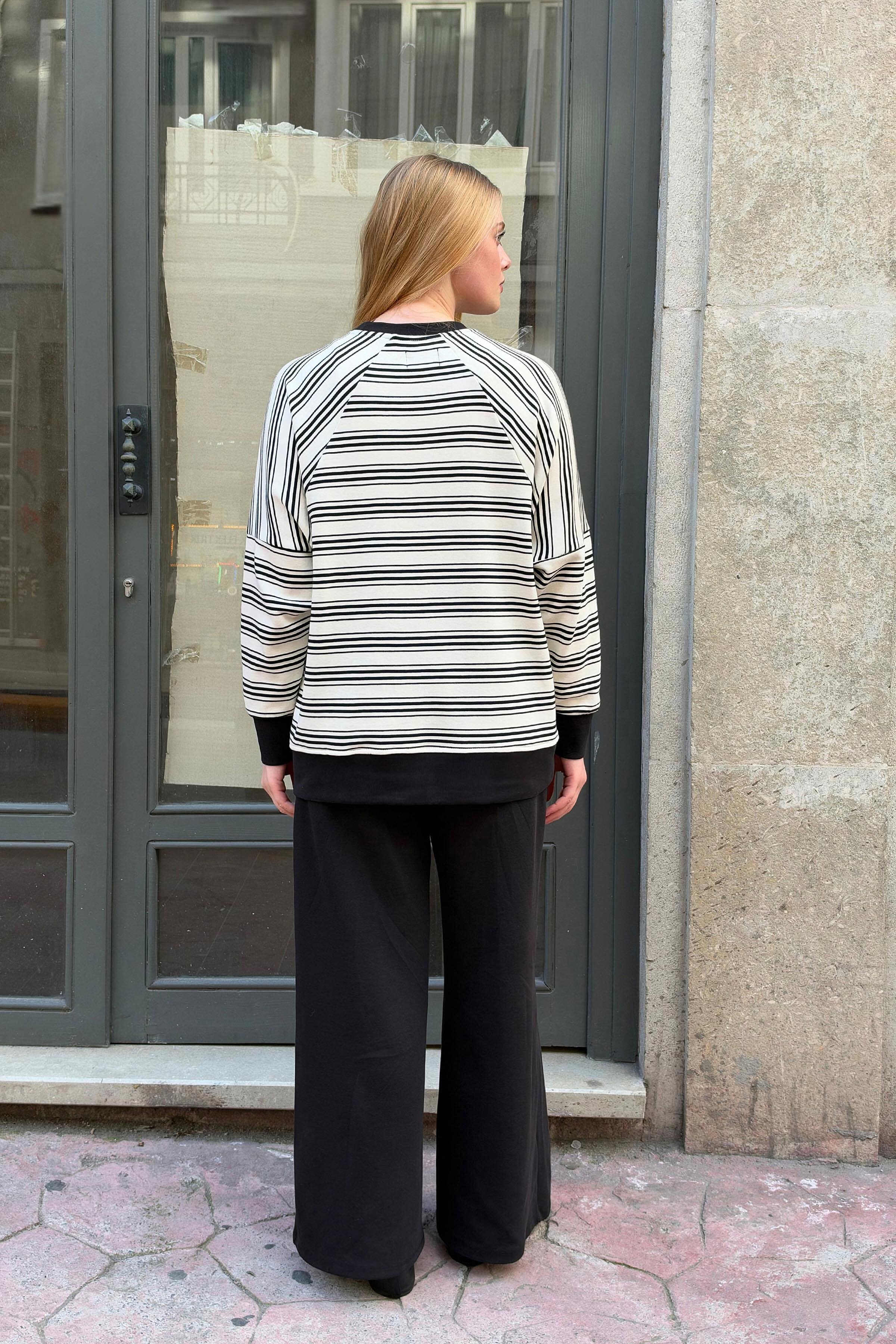 Outline Çizgili Sweatshirt - 3